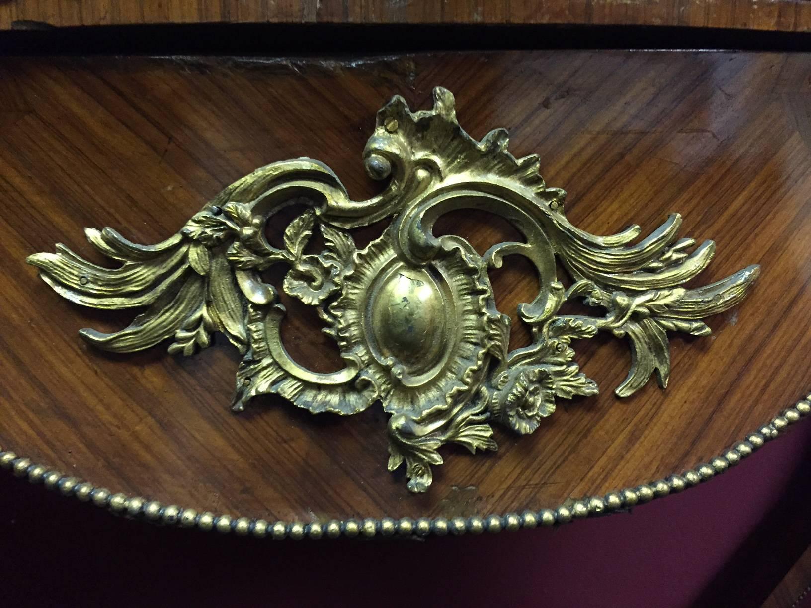 Veneer Louis XV Style Ormolu-Mounted Kingwood Console, 19th Century For Sale