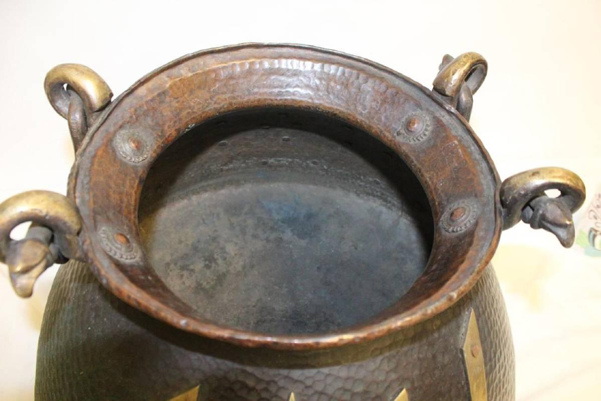 Brass Antique Middle Eastern Hand-Hammered Bronze Water Jar For Sale