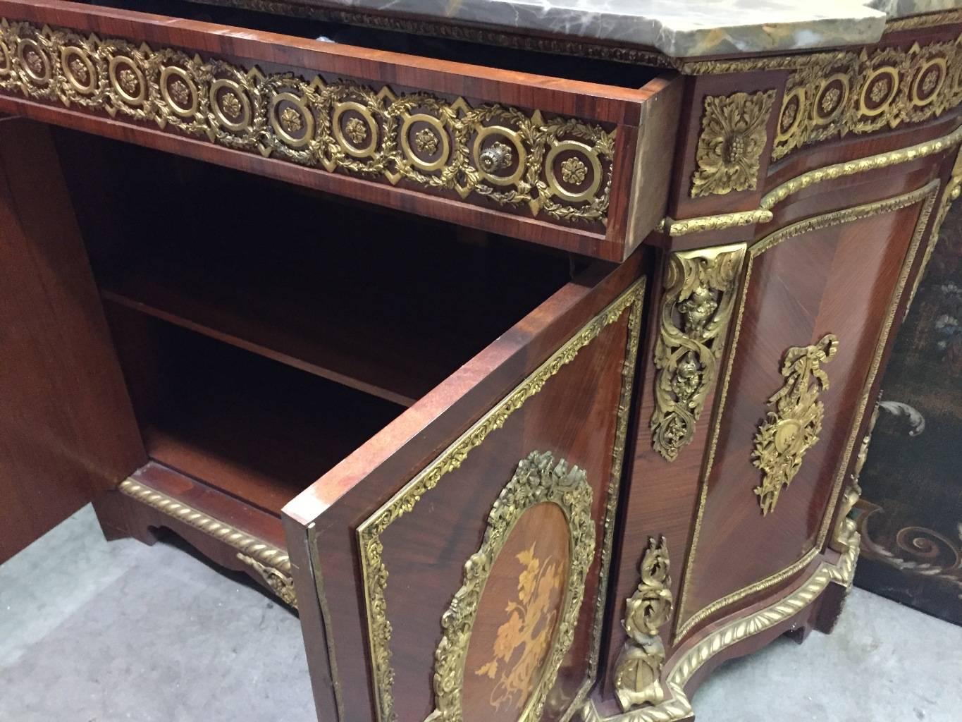 20th Century French Ormolu-Mounted Marquetry Credenza