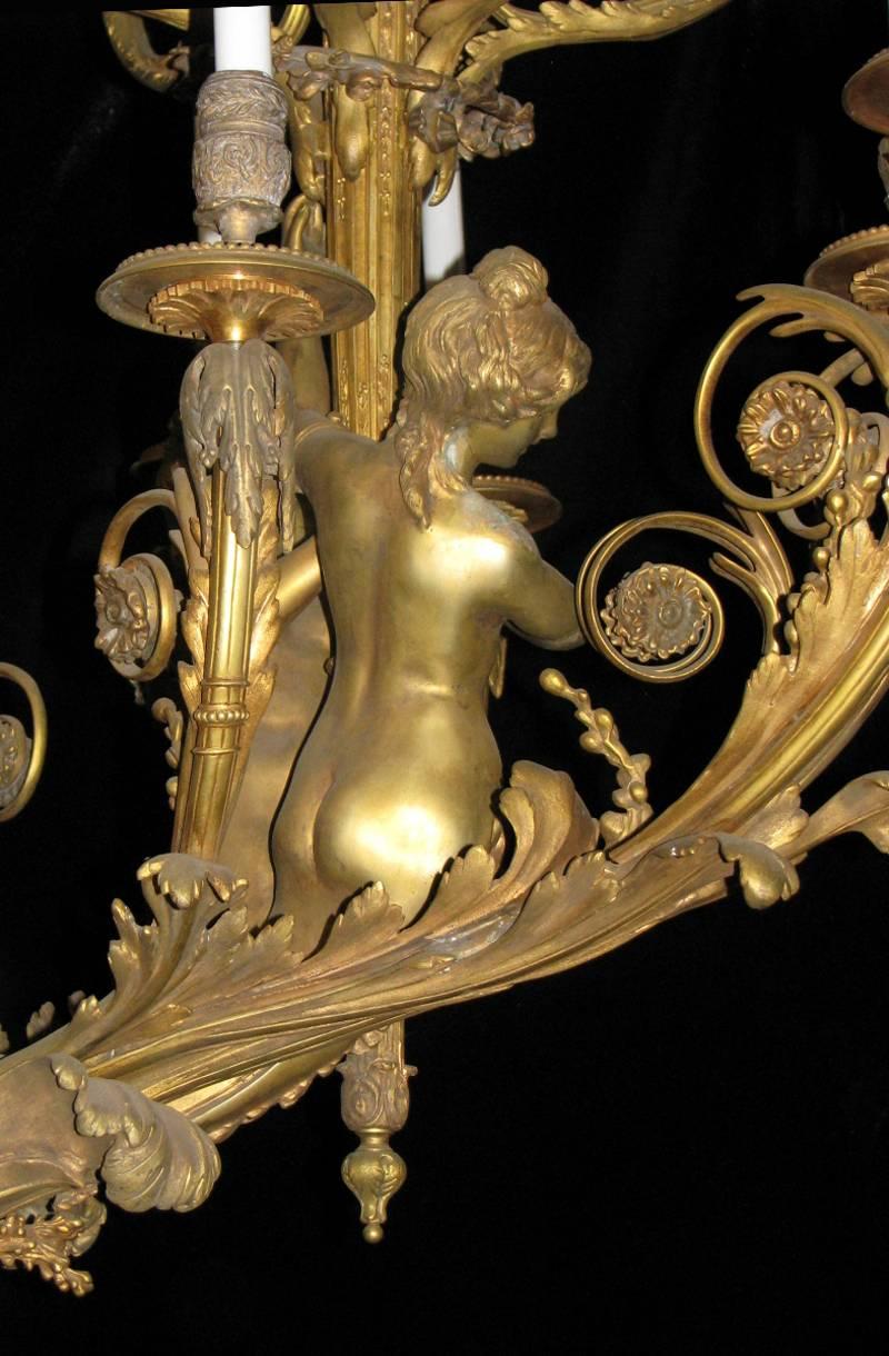20th Century Louis XV Style Bronze Figural Thirty-Nine-Light Chandelier