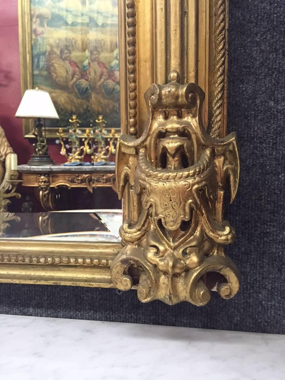 Gilt Italian Rococo Style Gilded Pier Mirror, 19th Century