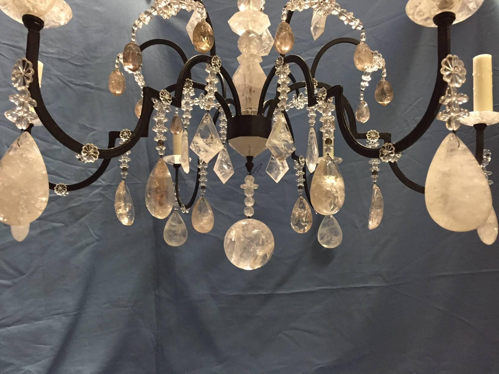Neoclassical Style Rock Crystal Six-Light Chandelier For Sale 4