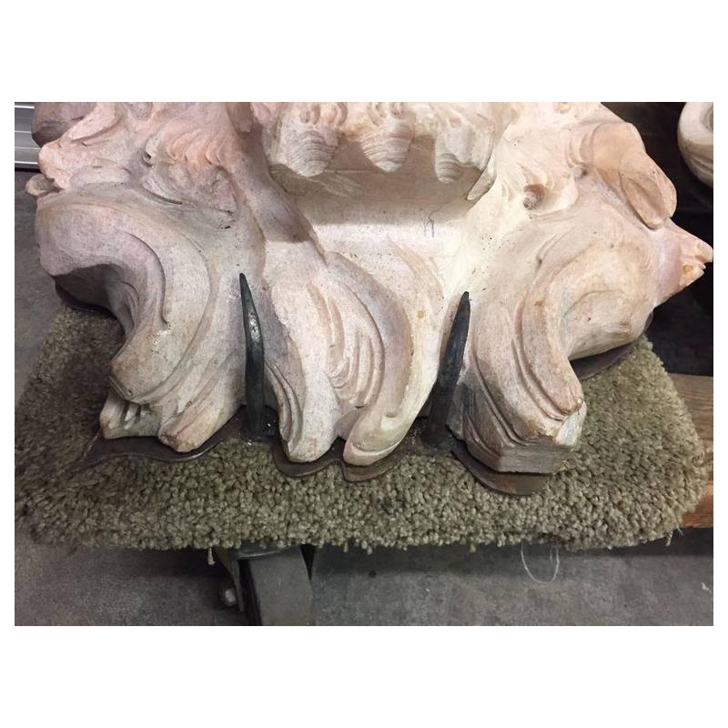 Pair of Italian Carved Marble Lion Heads 2
