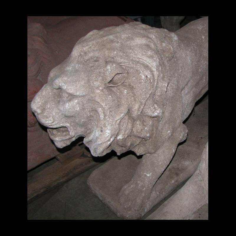 Pair of Italian Cast Stone Standing Lions 3