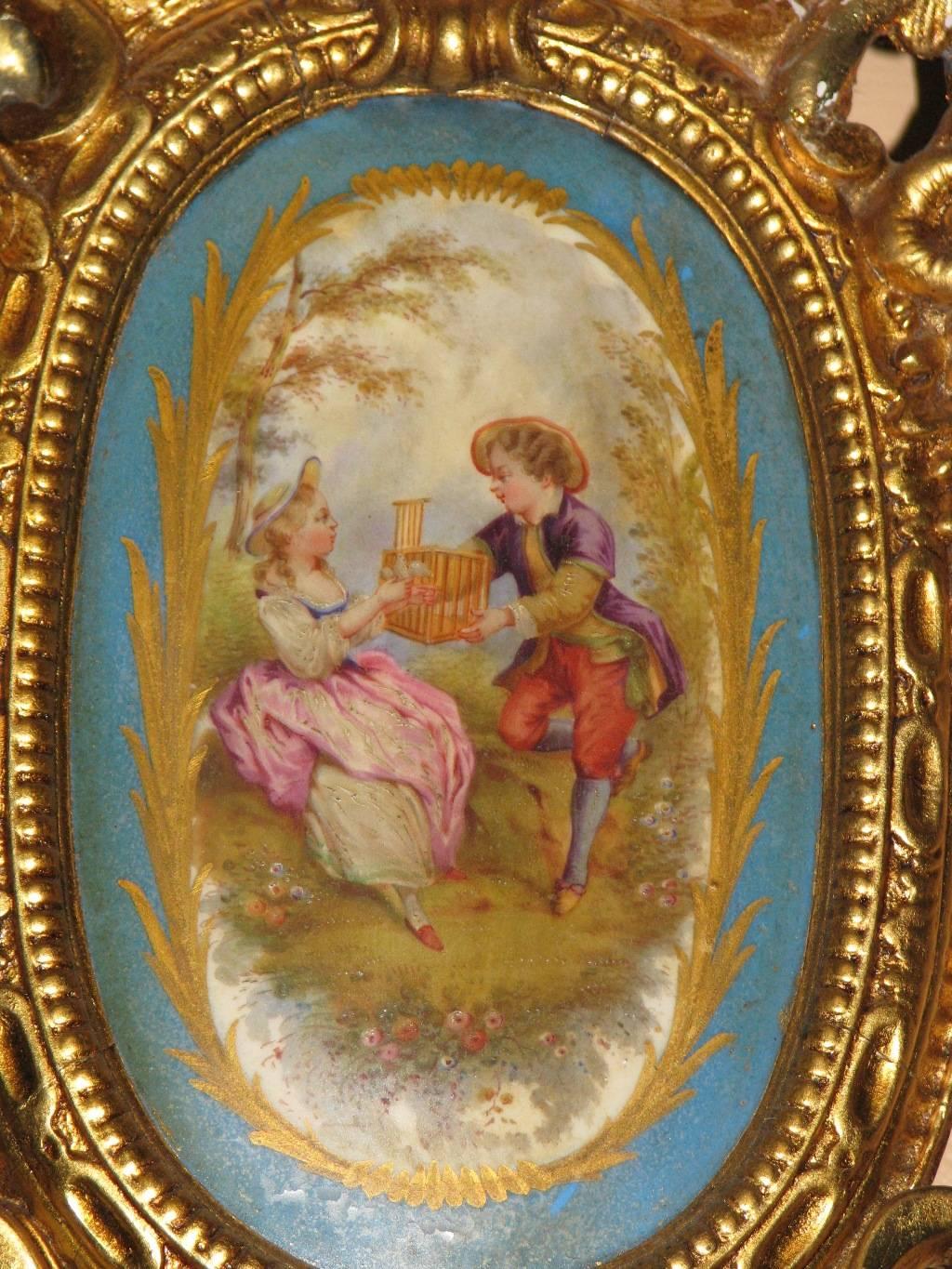 French Gilt Mirror with Sèvres Porcelain Plaques, 19th Century For Sale 3