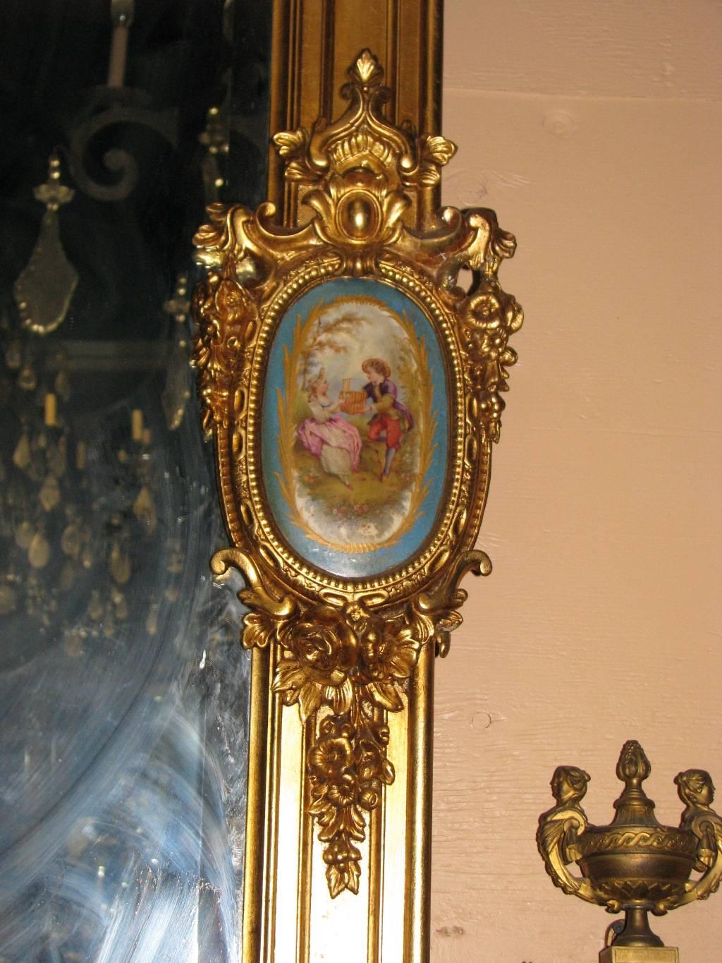 French Gilt Mirror with Sèvres Porcelain Plaques, 19th Century For Sale 2