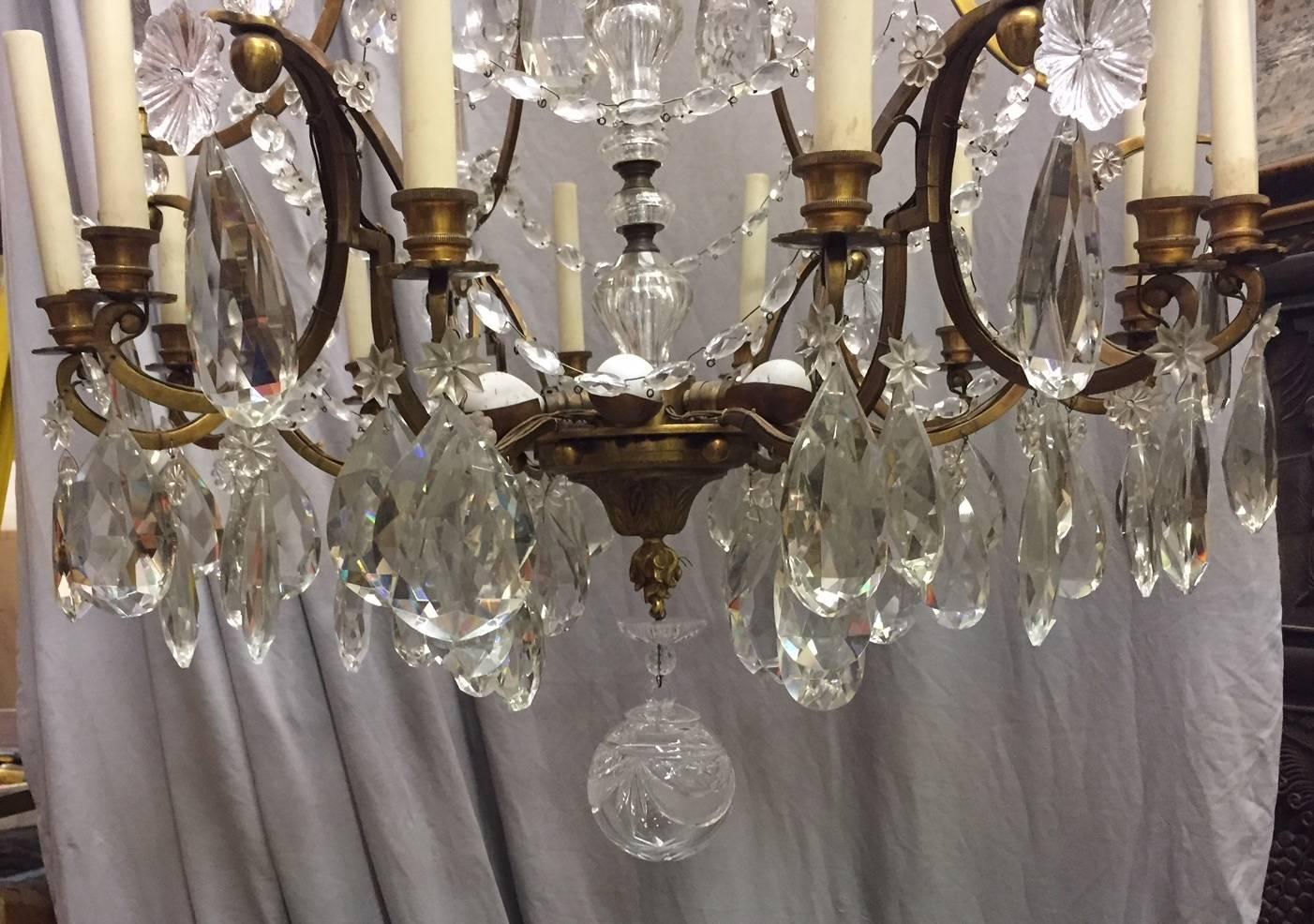 French Baccarat Style Crystal and Bronze Chandelier, 19th Century 3