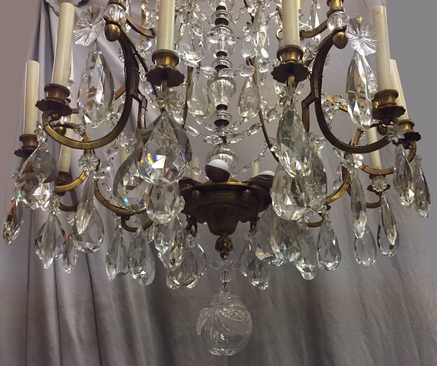 French Baccarat Style Crystal and Bronze Chandelier, 19th Century 2