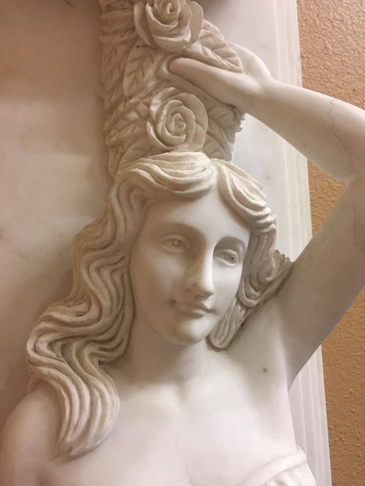 Italian Neoclassical Style Marble Figural Panel For Sale 1
