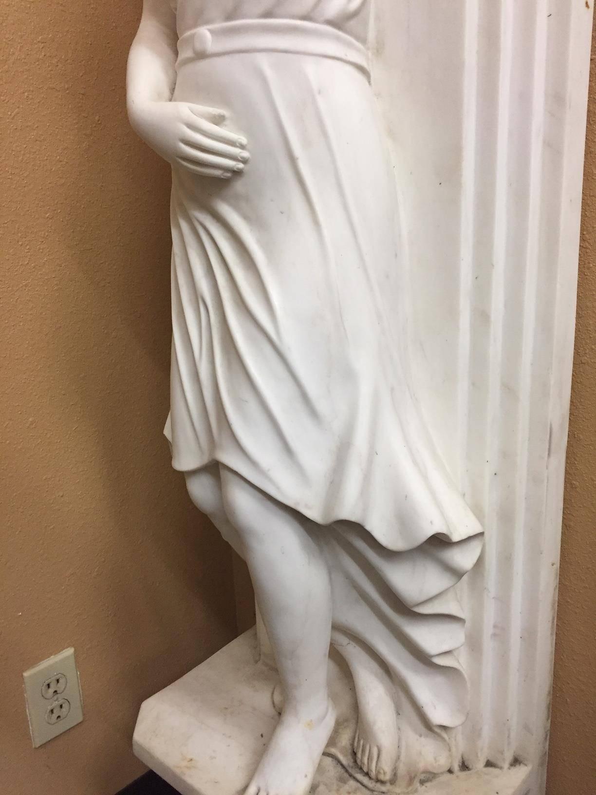 Italian Neoclassical Style Marble Figural Panel For Sale 3