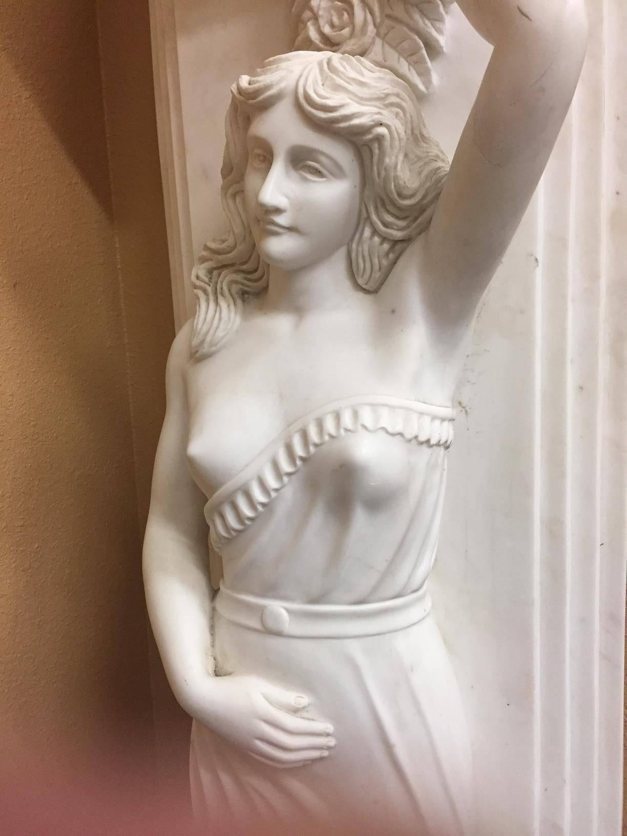 20th Century Italian Neoclassical Style Marble Figural Panel For Sale