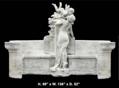 Monumental French Cast Stone Figural Bench, 19th Century