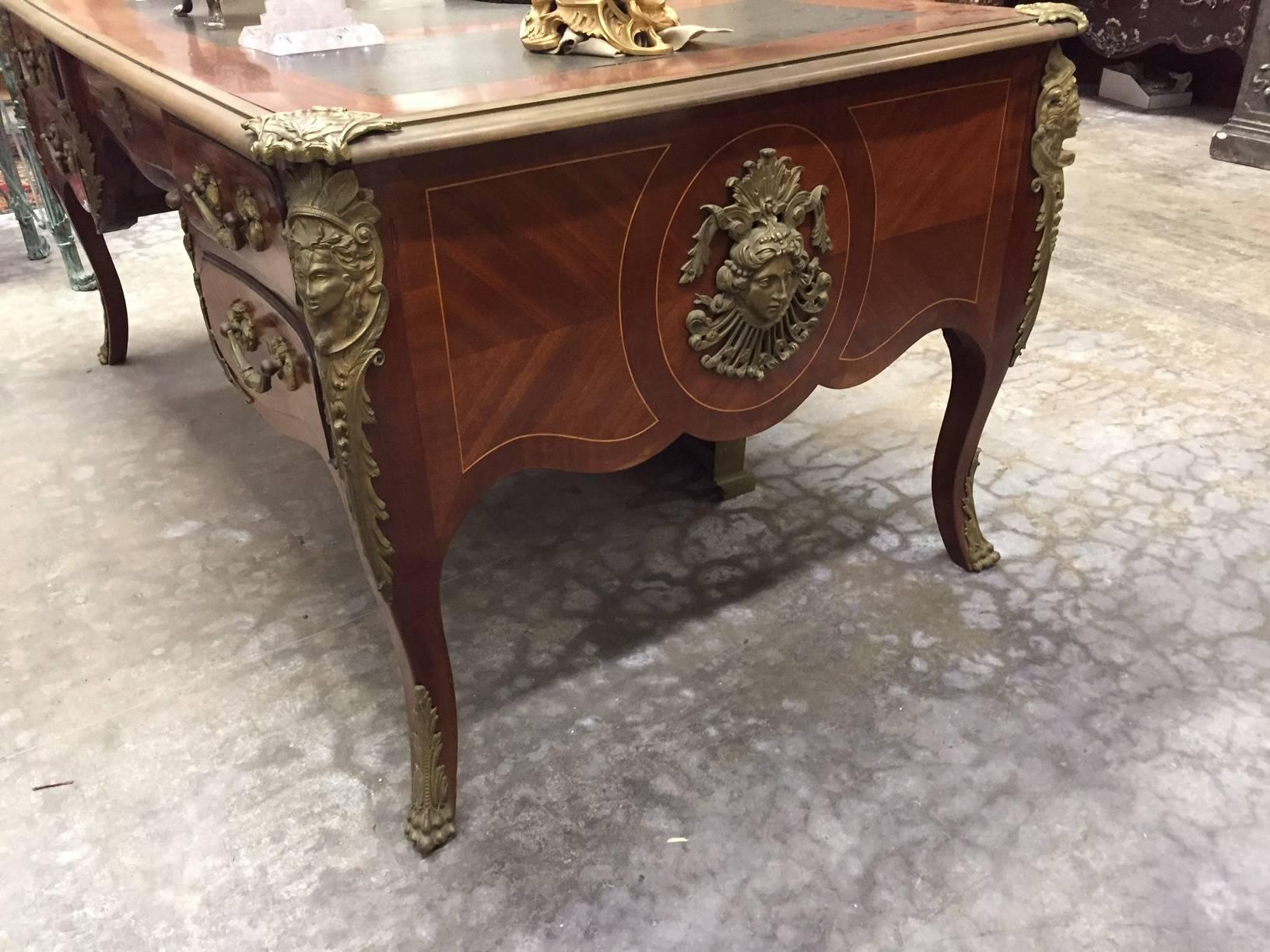 Louis XV Style Ormolu-Mounted Bureau Plat Desk, 19th Century 1