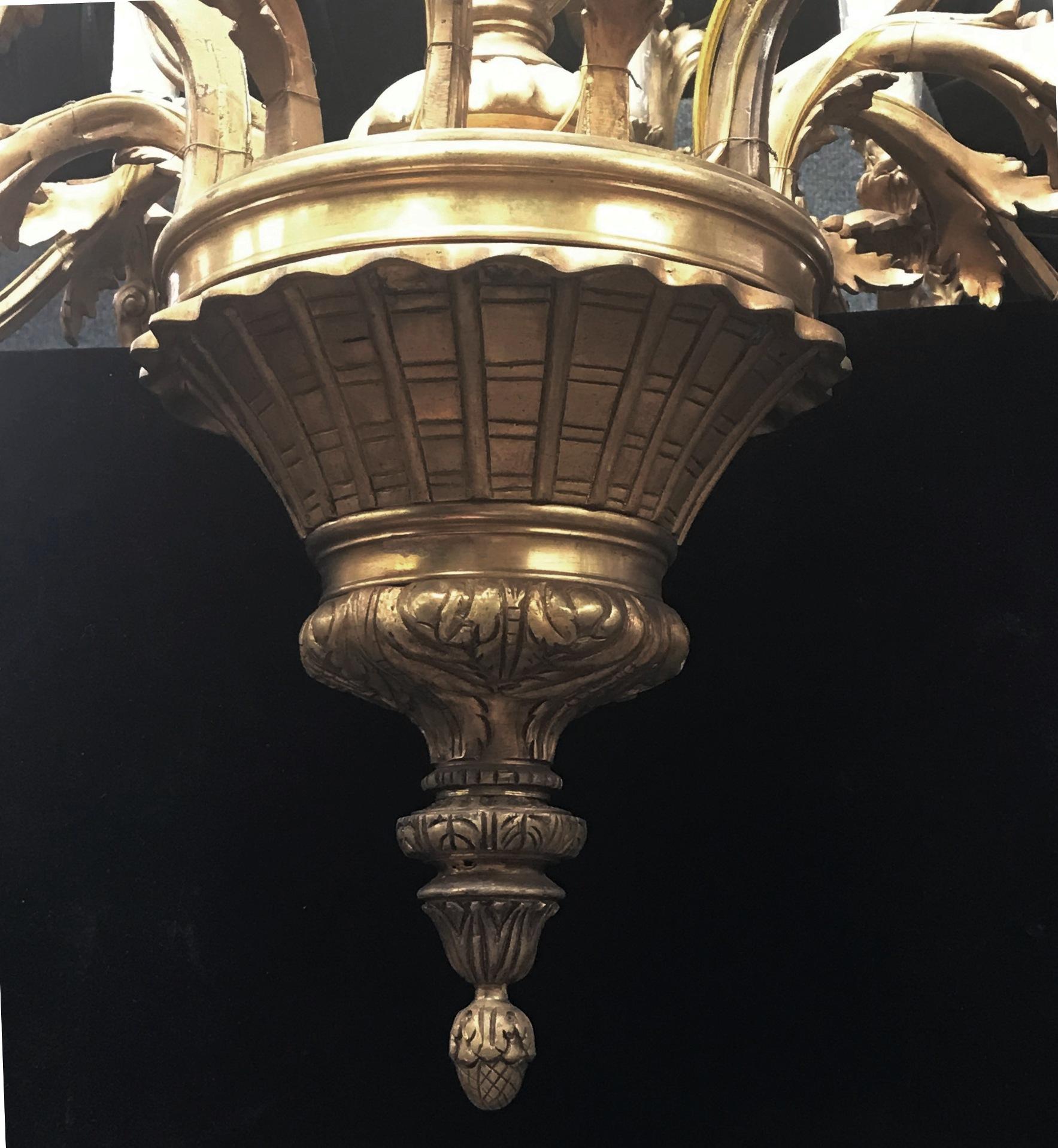 Pair of Louis XV Style Bronze Eighteen-Light Chandeliers 8