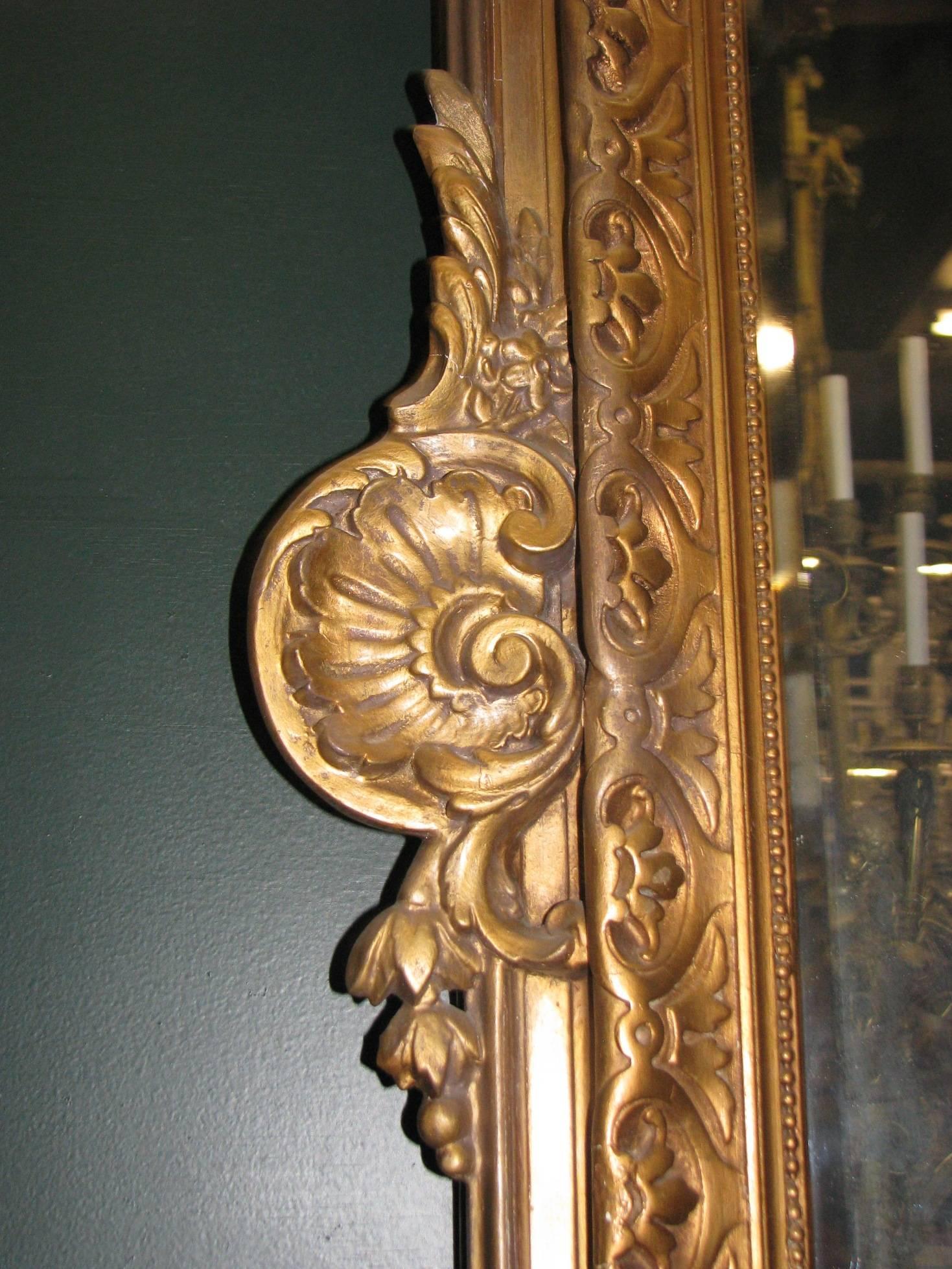 Monumental French Louis XVI Style Giltwood Mirror, 19th Century For Sale 2