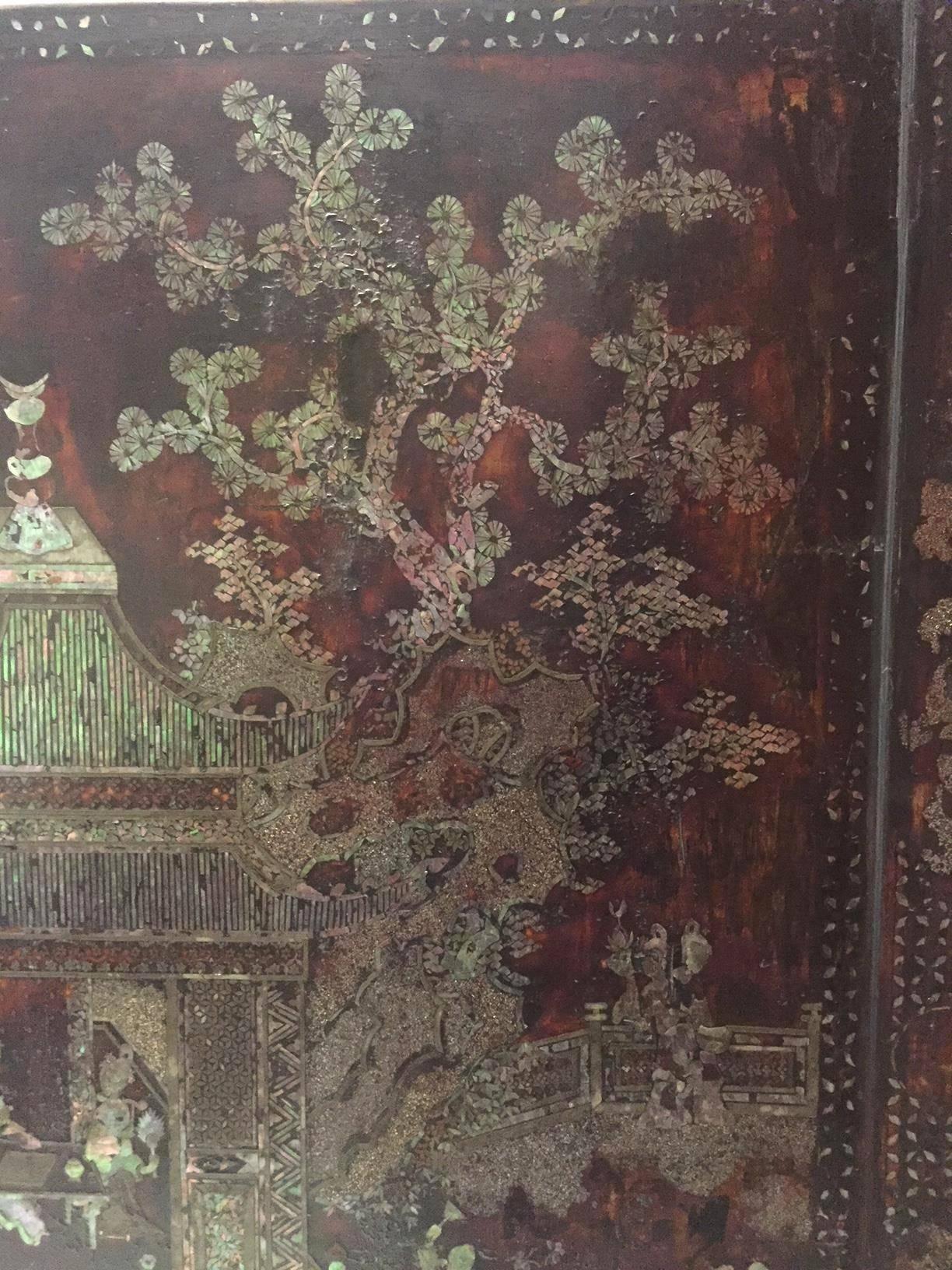 Mother-of-Pearl Mother of Pearl Inlaid and Lacquer Cabinet, Antique Chinese Export