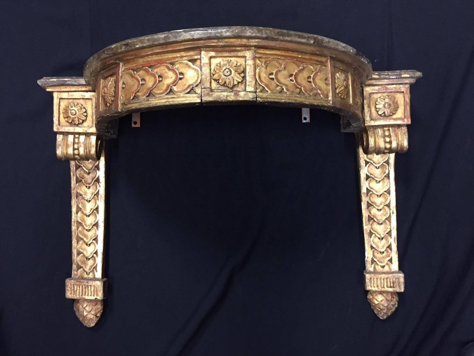 18th Century and Earlier Pair of Italian Neoclassical Consoles Wall Bracket, 18th Century