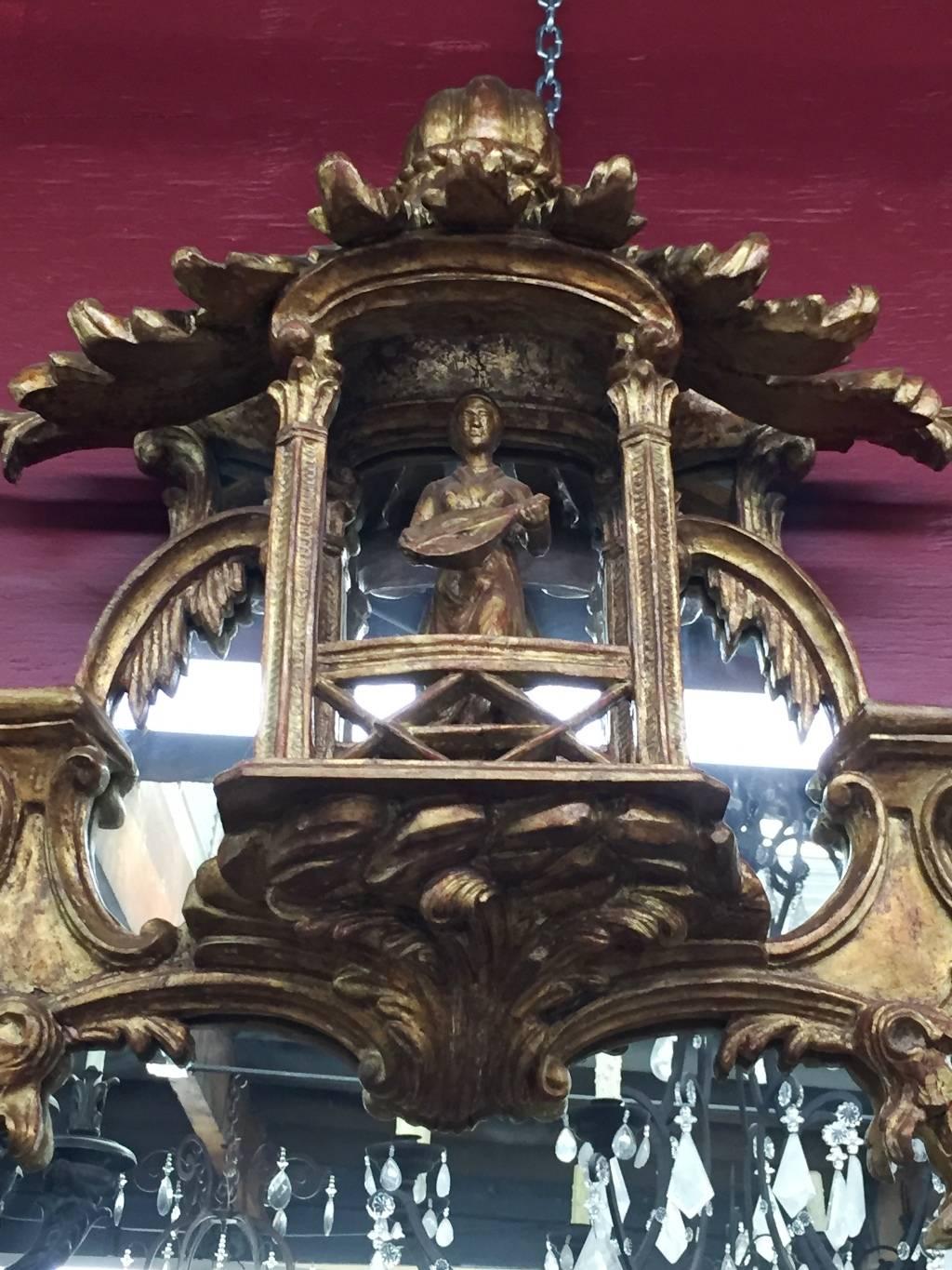 Miroir en bois doré sculpté de style Chippendale George III, 19ème siècle en vente 5