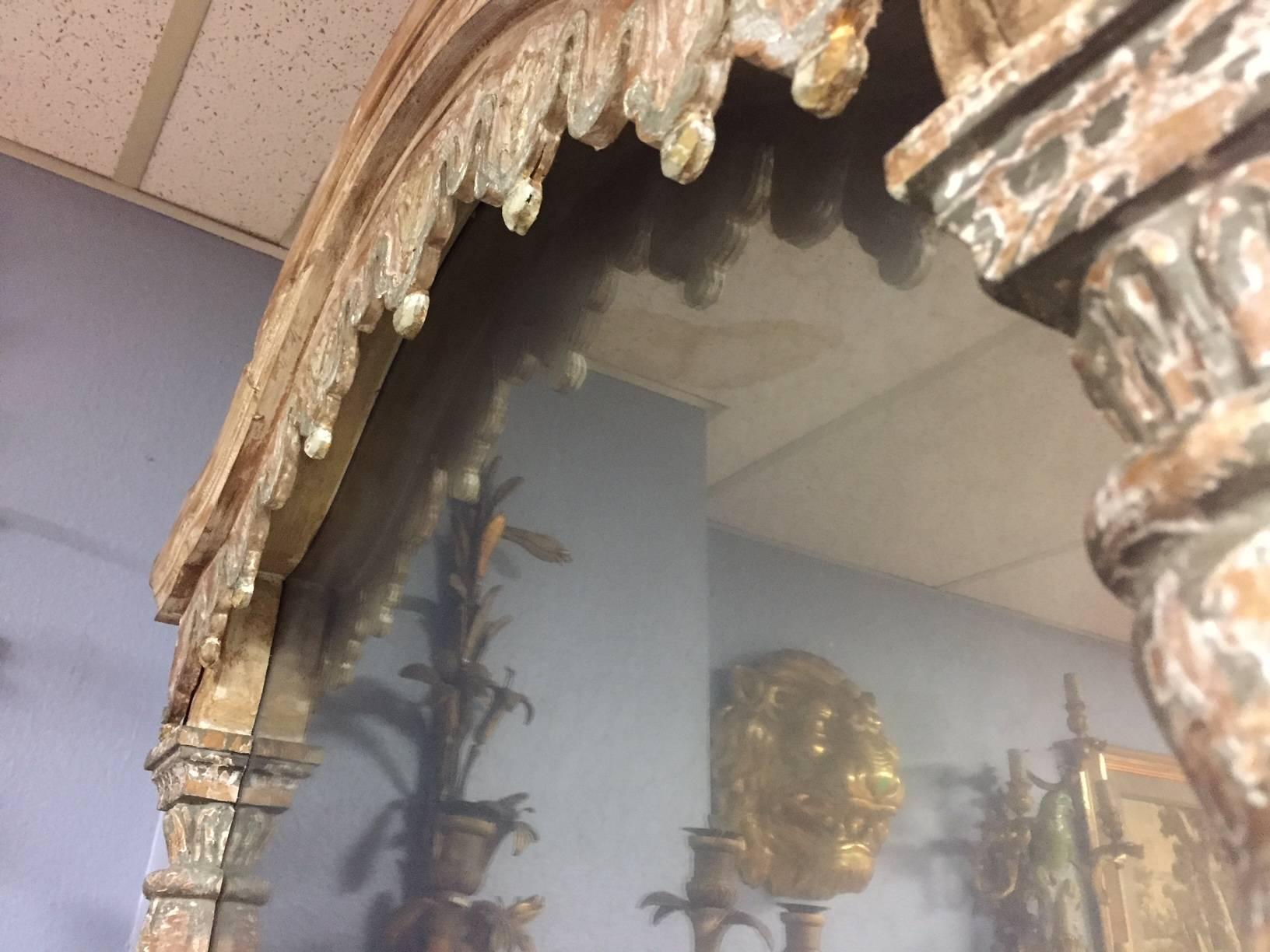 Wood Pair of Italian Baroque Style Carved Mirrors, 19th Century