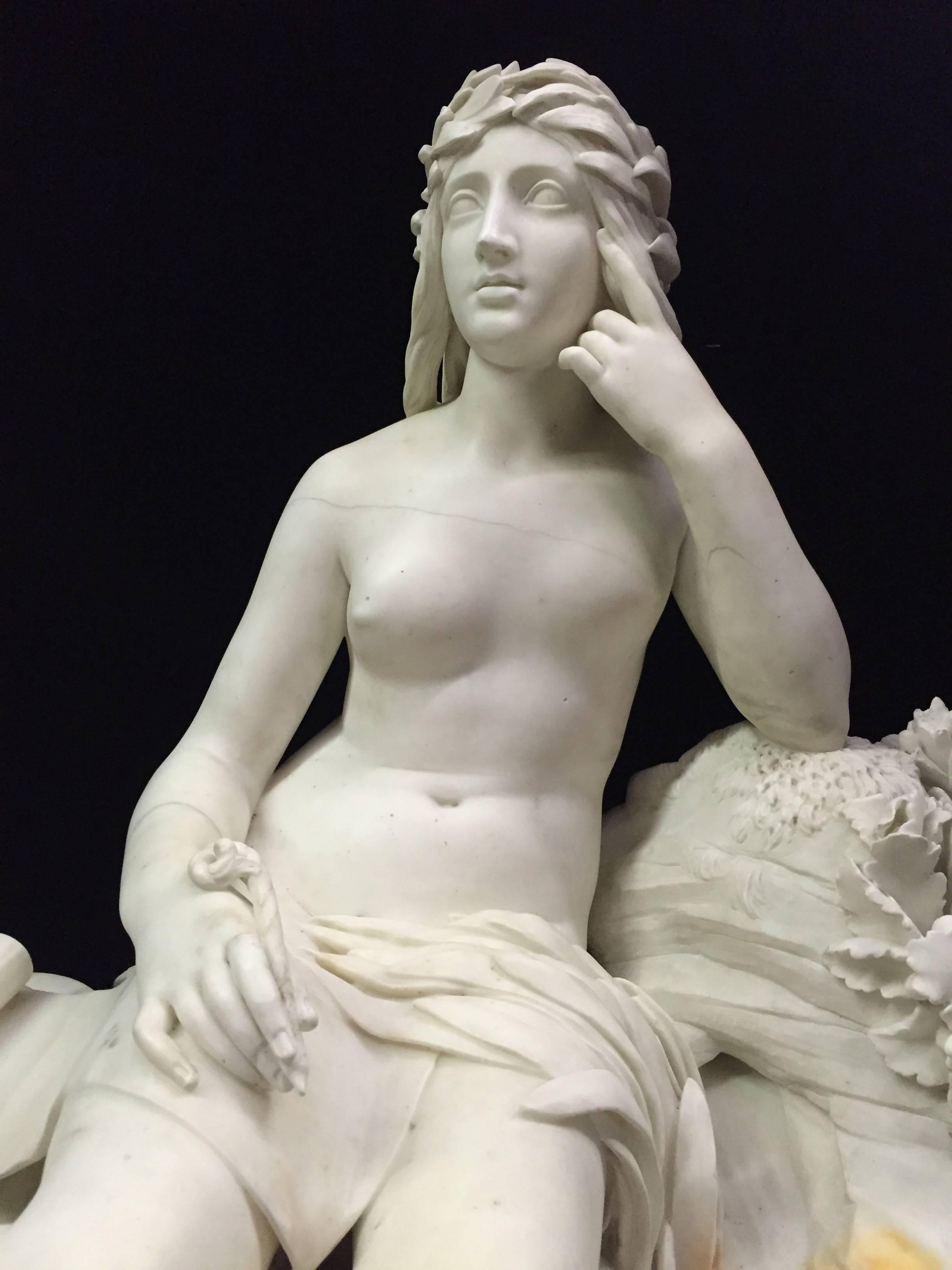 Italian Marble Reclining Nude Life Size Maiden, Signed Rinaldo Rinaldi 3