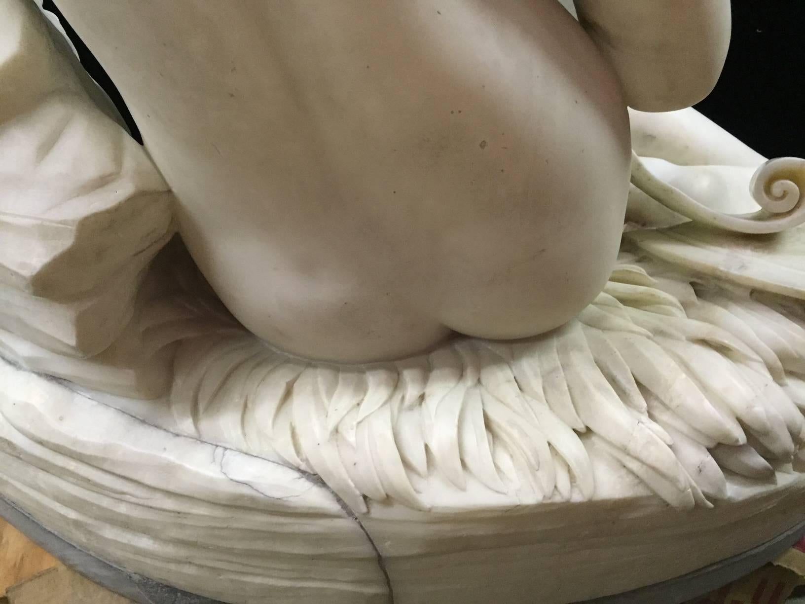 Italian Marble Reclining Nude Life Size Maiden, Signed Rinaldo Rinaldi 11
