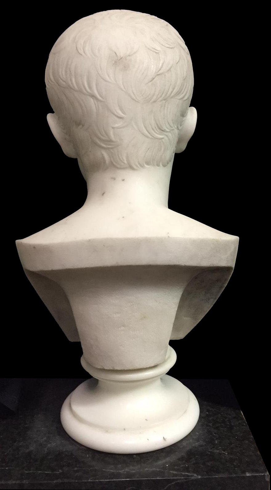 Neoclassical Italian Marble Bust of Caesar on Pedestal, 19th Century