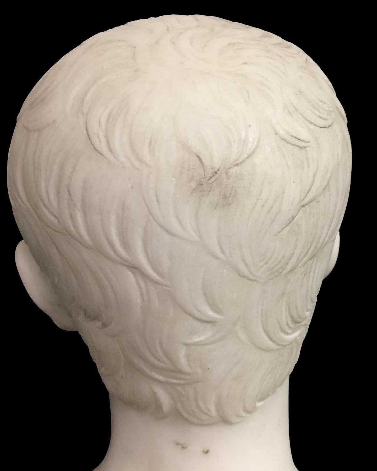 Carved Italian Marble Bust of Caesar on Pedestal, 19th Century