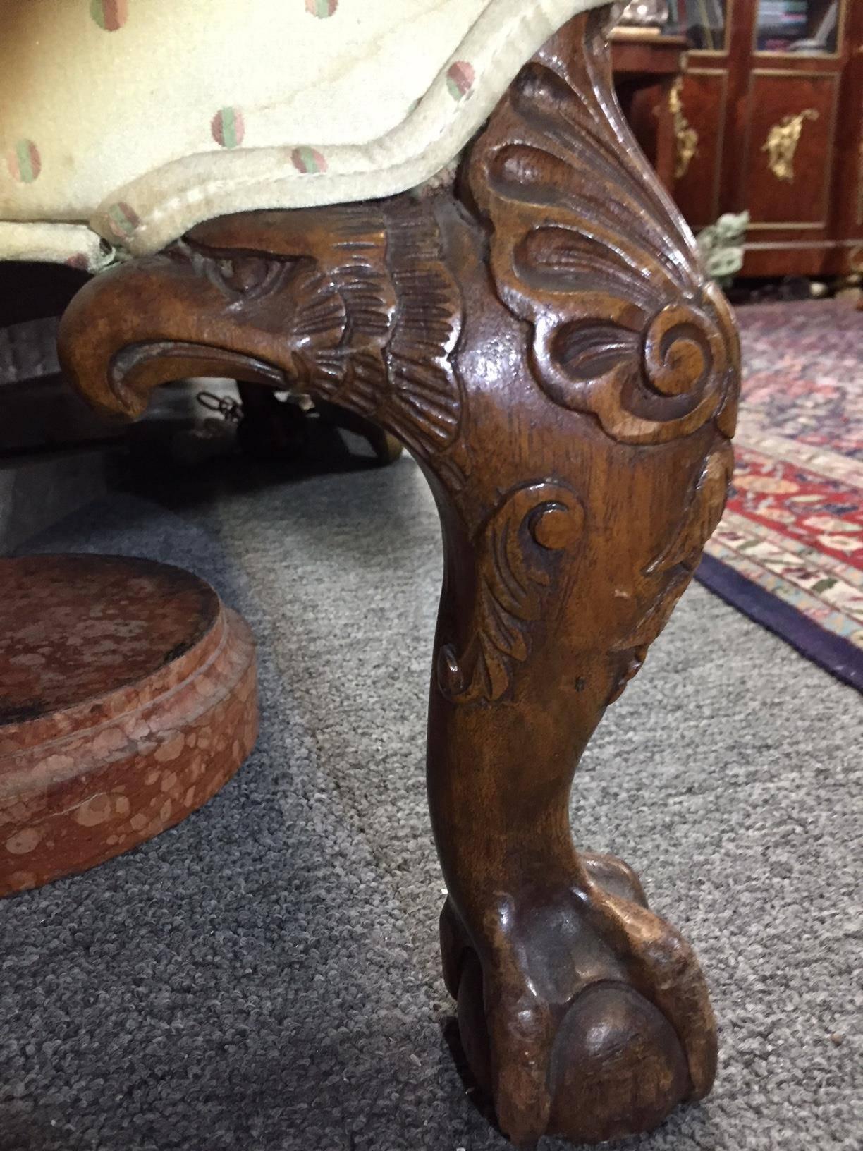 American Chippendale Style Carved Walnut Settee 4