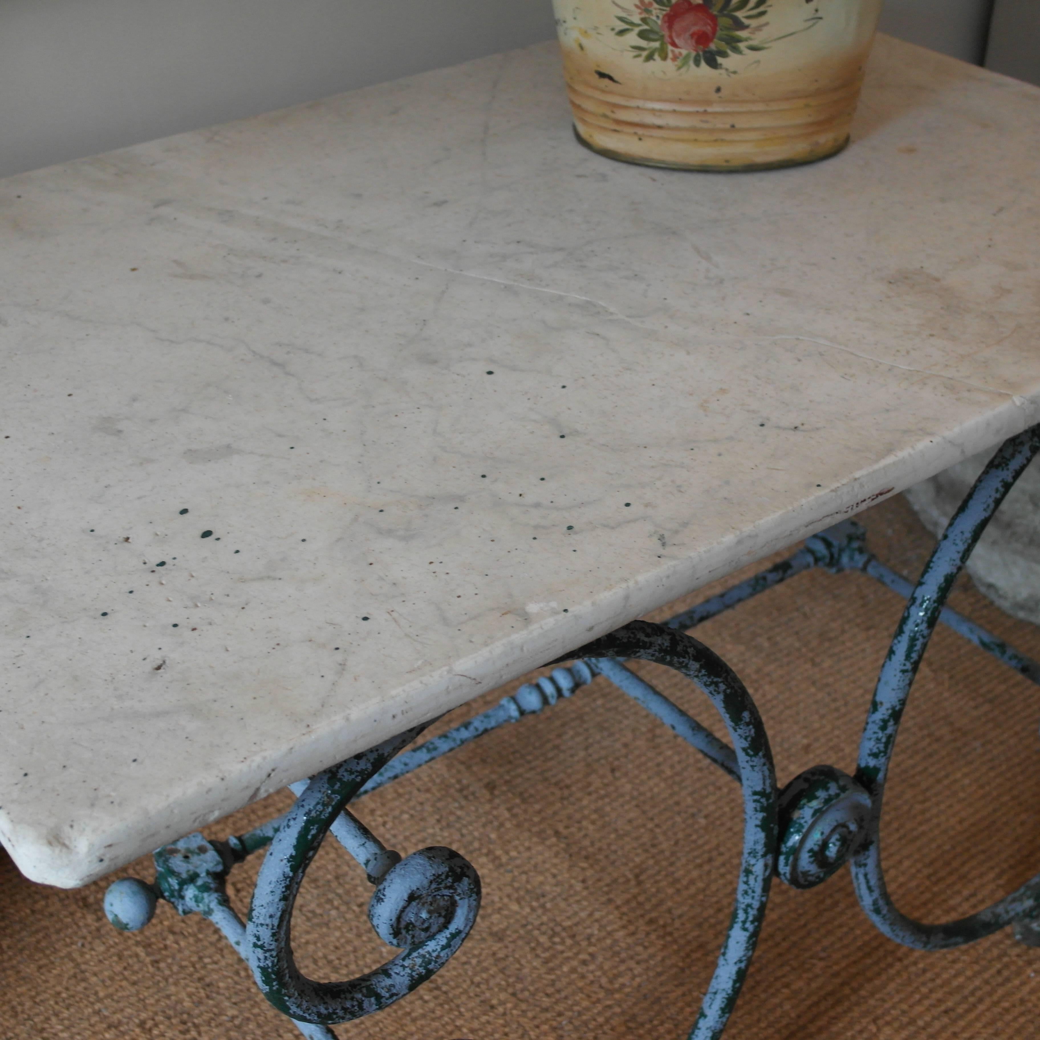 French 19th Century Patisserie Table with original marble top In Distressed Condition For Sale In Warminster, Wiltshire