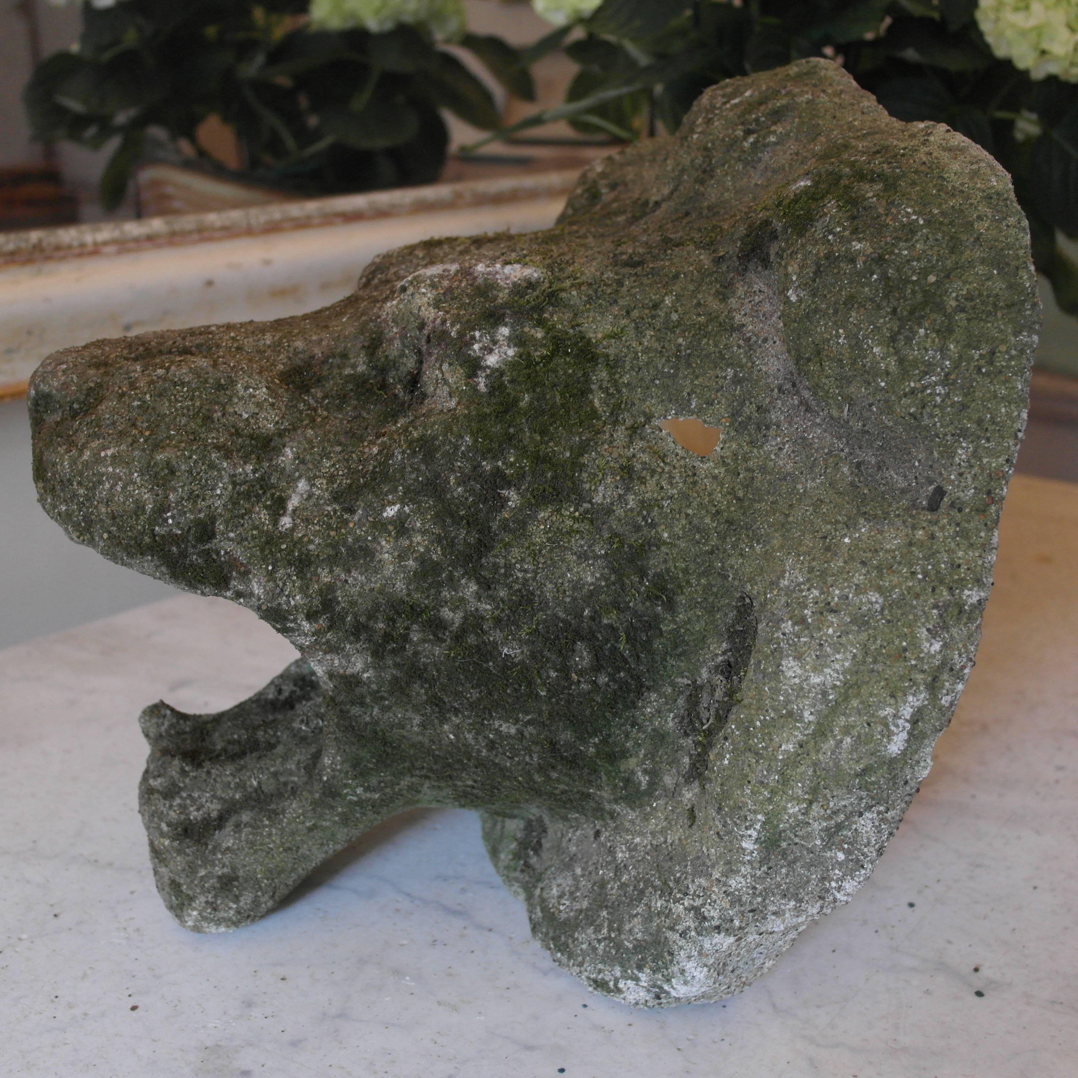 Patinated Early 20th Century stone Lion's Head