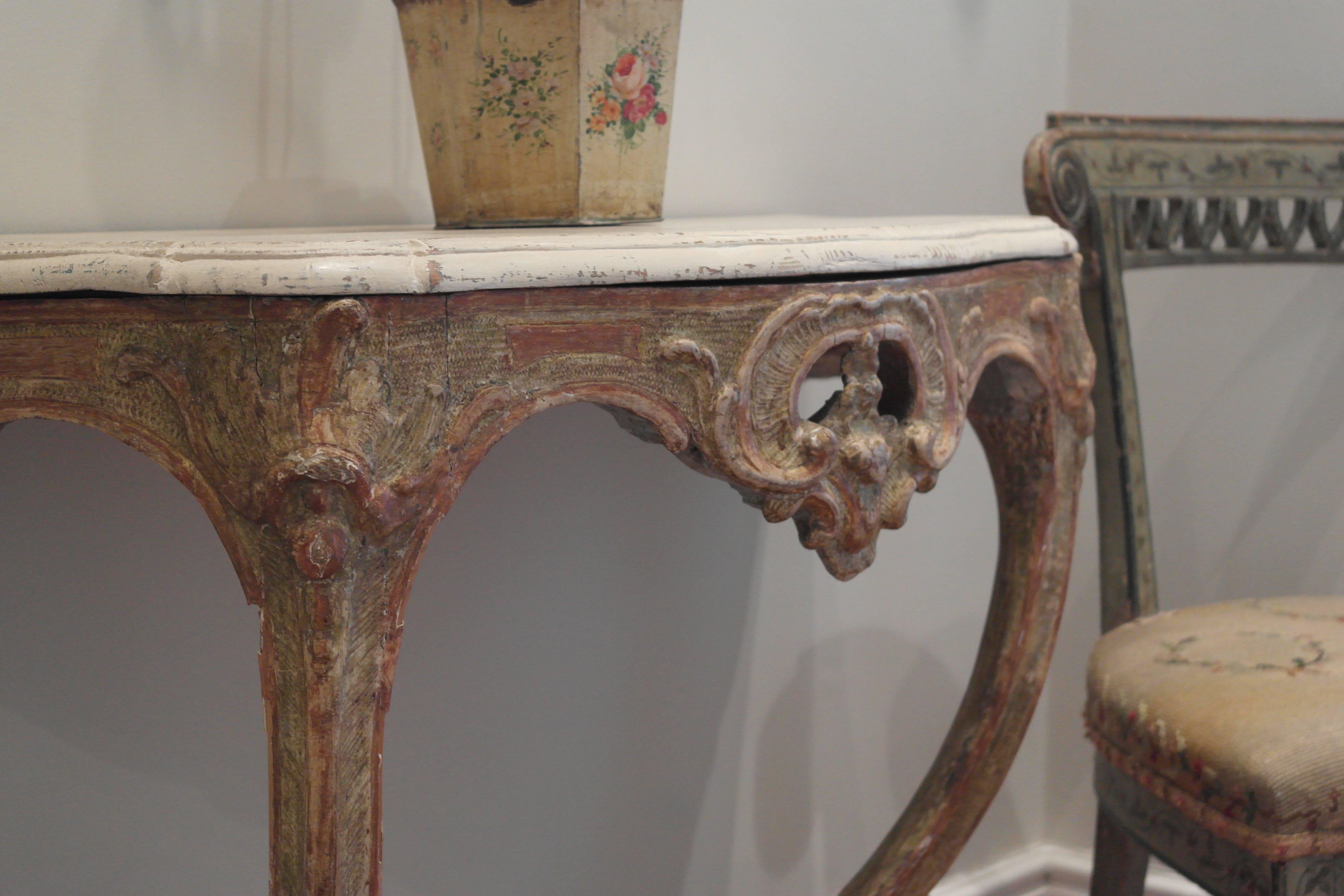 Hand-Carved 18th Century Swedish Console Table