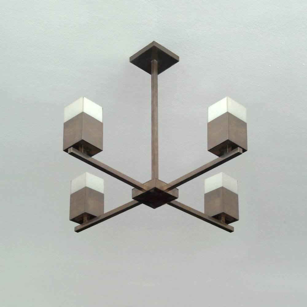 German four bulbs geometric pendant light, circa 1930.