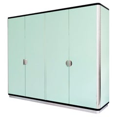 Bespoke Modernist Four-Door Wardrobe, Chrome-Plated Metal, High-Gloss Lacquer