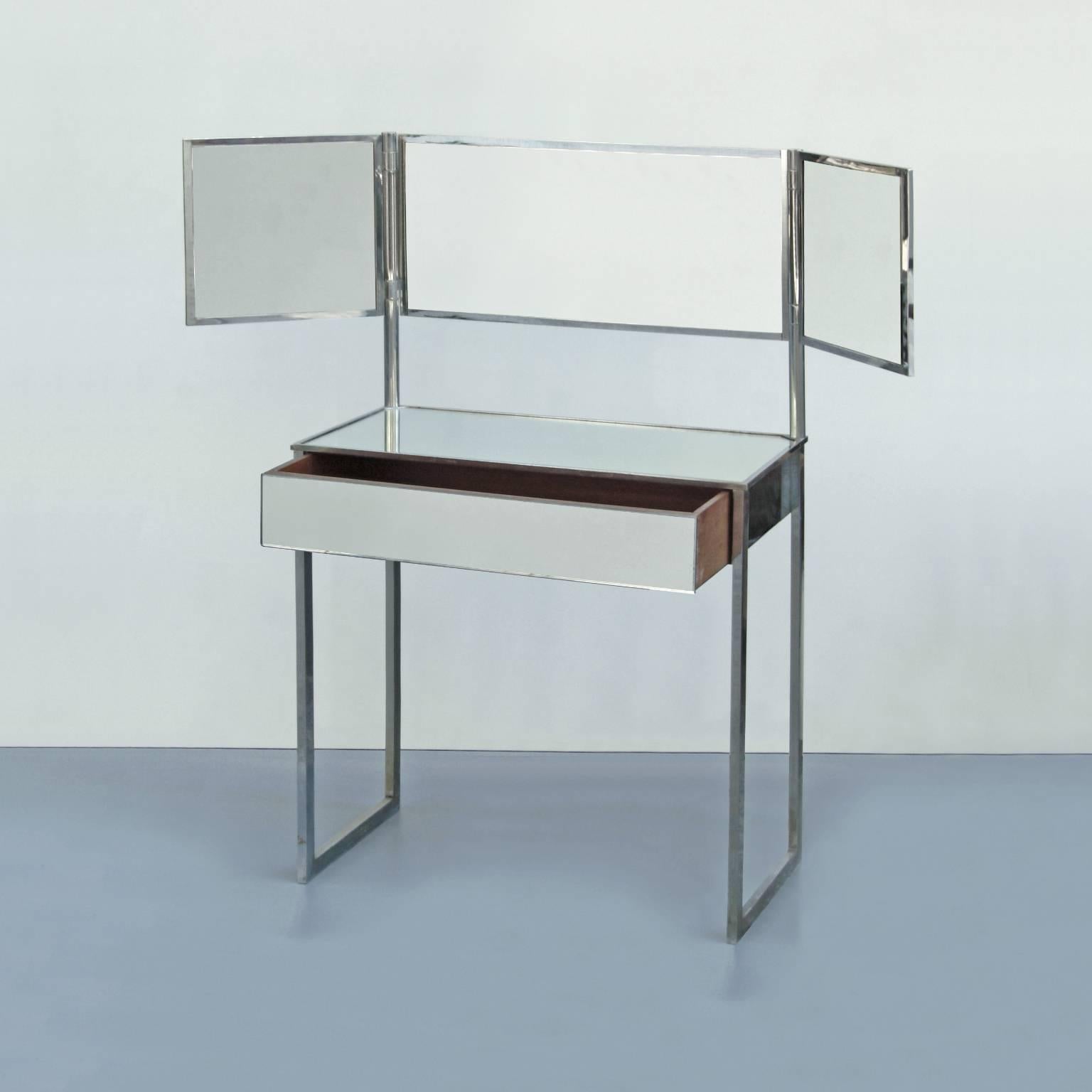 Plated Mirrored Dressing Table in German Modernism Style, circa 1930