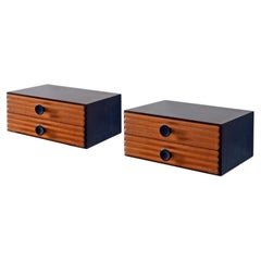 Rationalist Wall Mounted Bedside Cabinets With Drawers, Molded Wood, Italy 1930