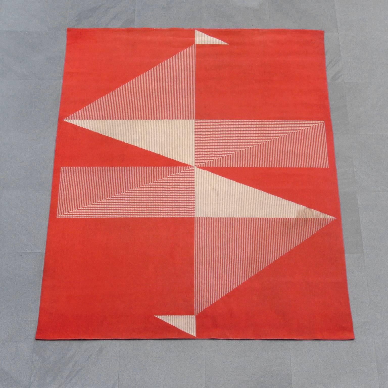 Modernist machine woven rug attributed to Antonín Kybal, Prague, circa 1935. In original unrestored condition.