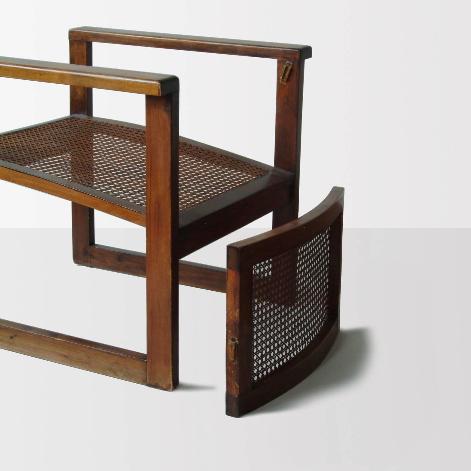 Stained Bauhaus Wooden Armchairs Pair by Peter Keler, Manufactured by Albert Walde, 1930