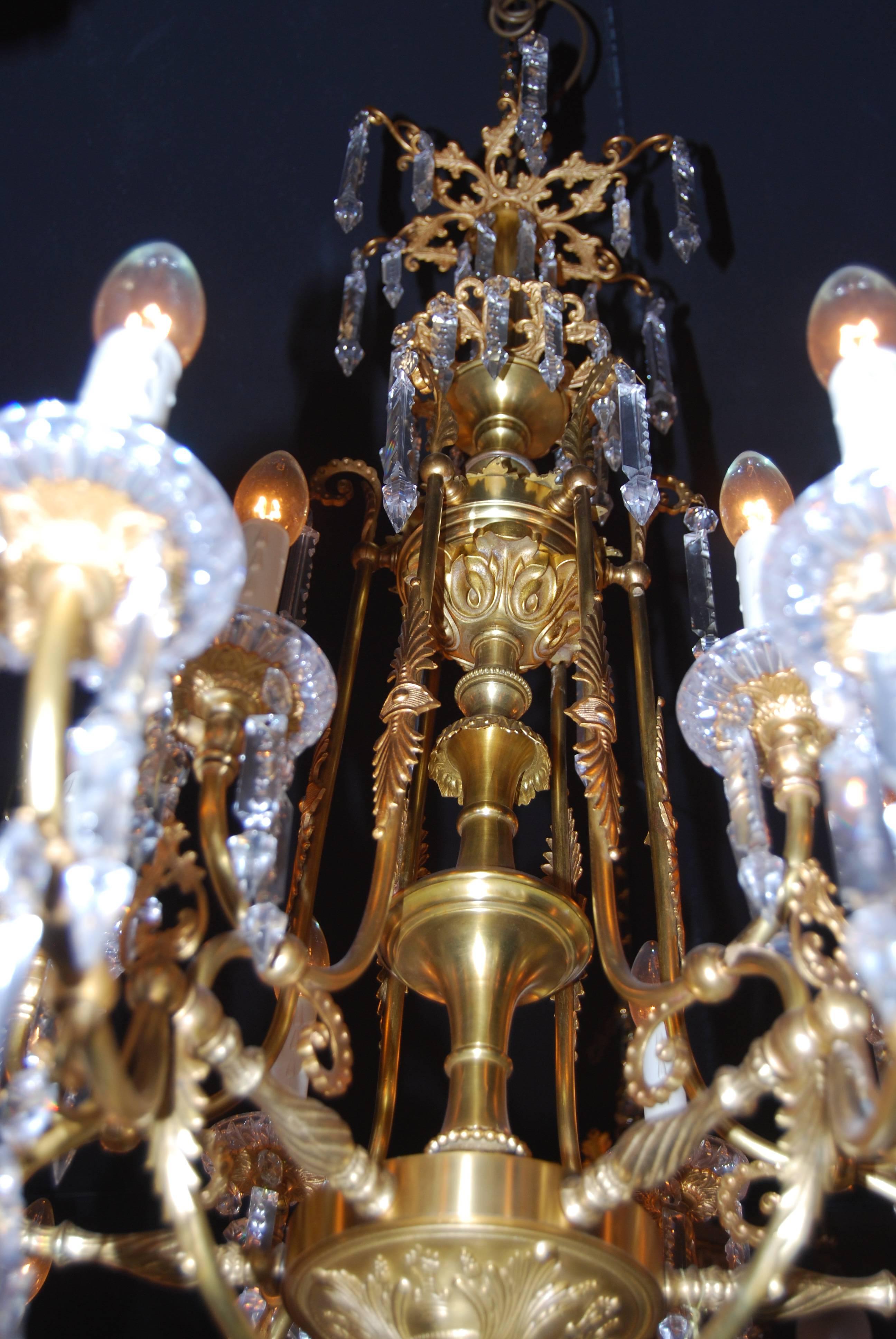Gilt  Gas chandelier in neoclassic style, from French 1860 For Sale
