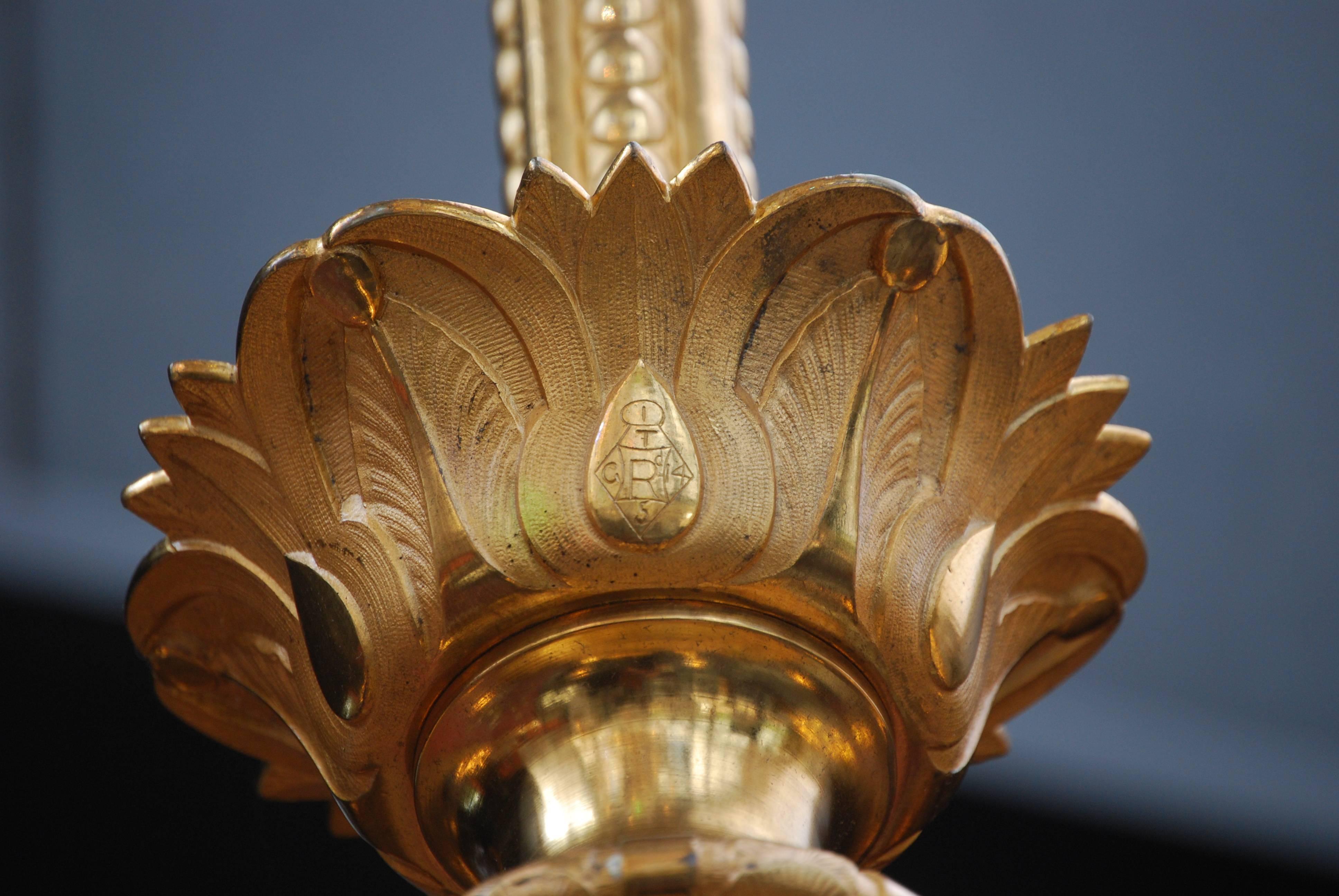 Neoclassical Gas chandelier 19th Century Ormulu  1860-1880 from France For Sale