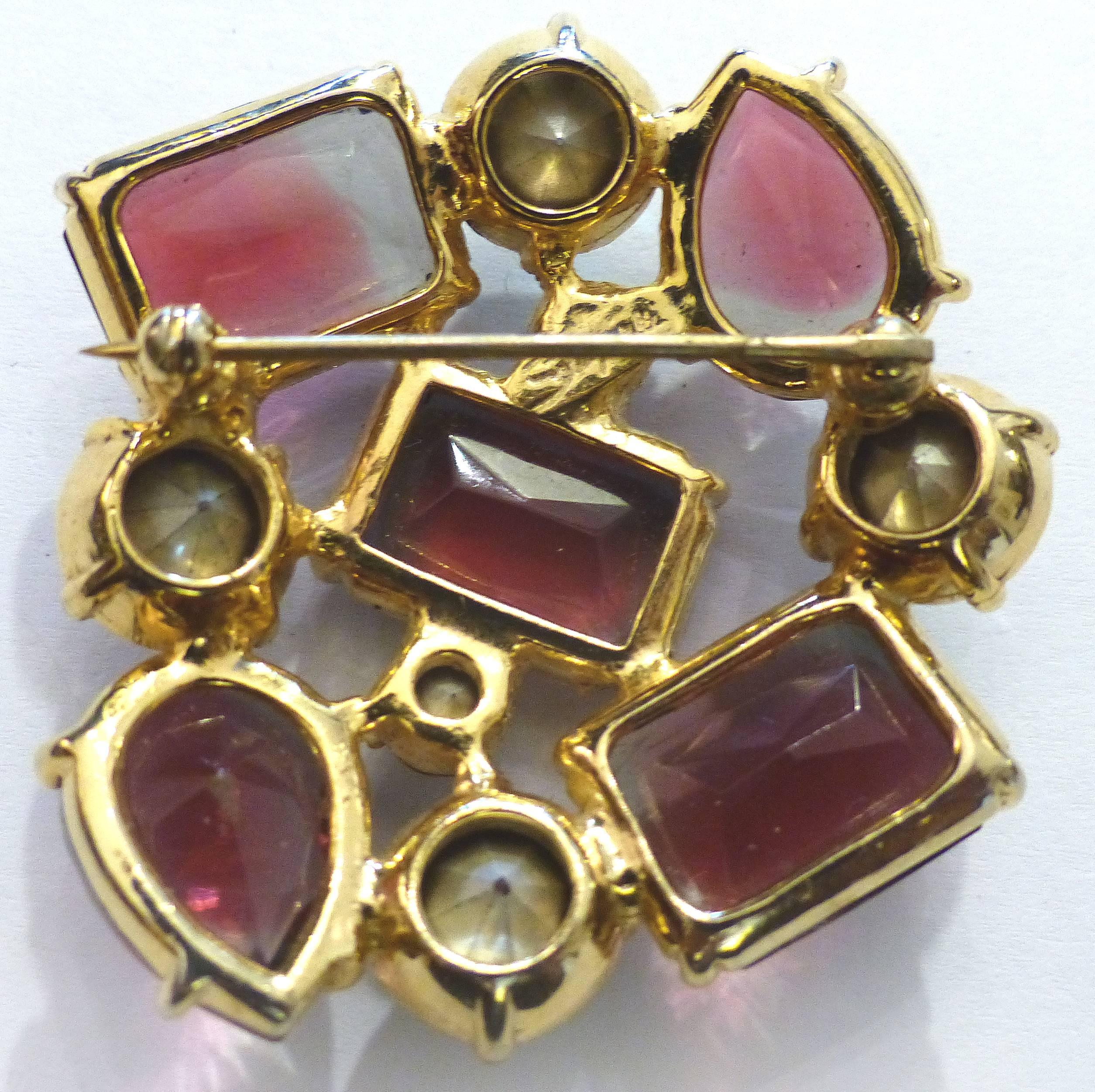 French 1950s Elsa Schiaparelli Aurora and Amethyst Brooch