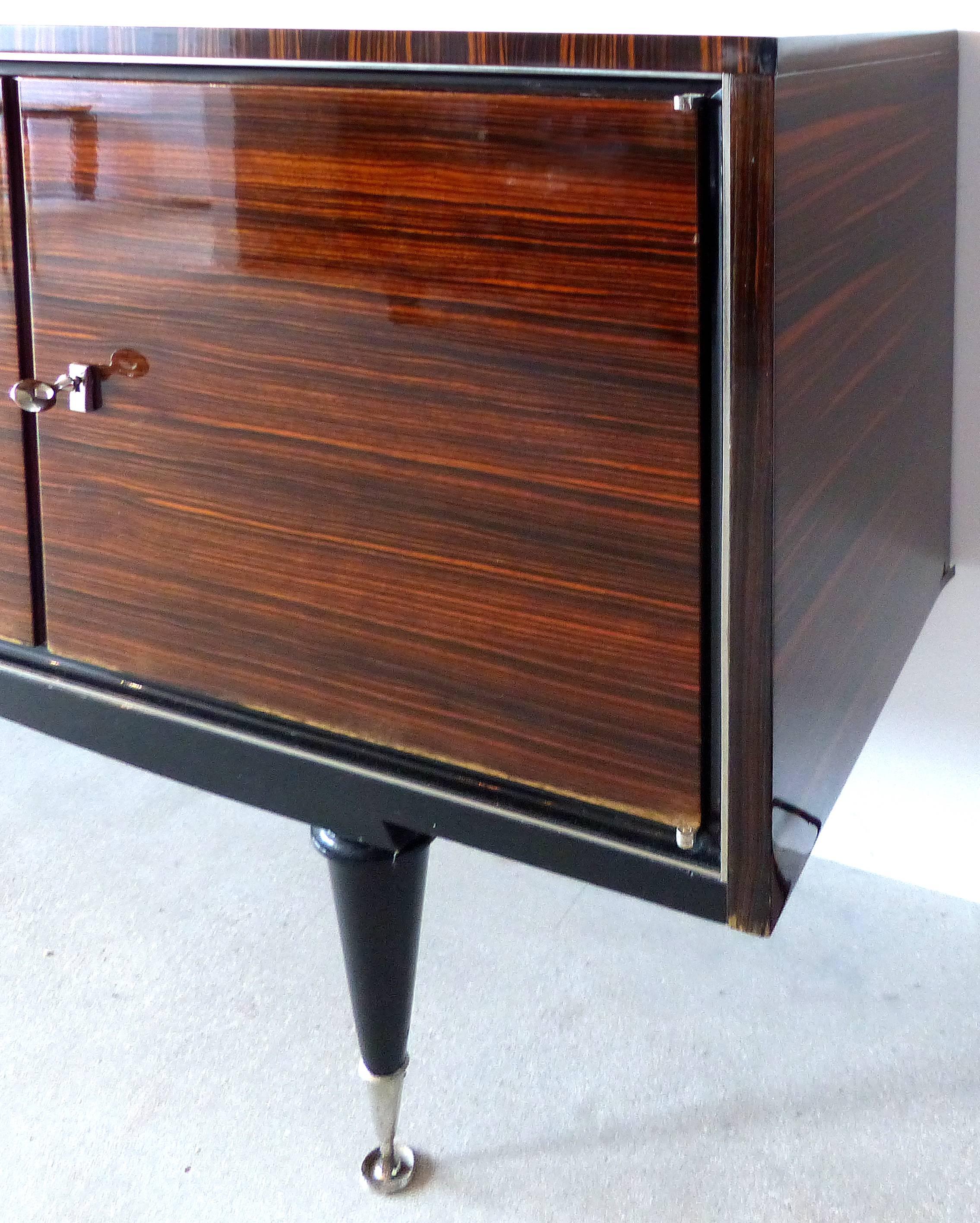 1930s French Art Deco Macassar and Ebony Credenza with Bar Compartment 2