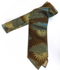 Mid-Century Fornasetti Silk Tie with Sun and Cloud Motif