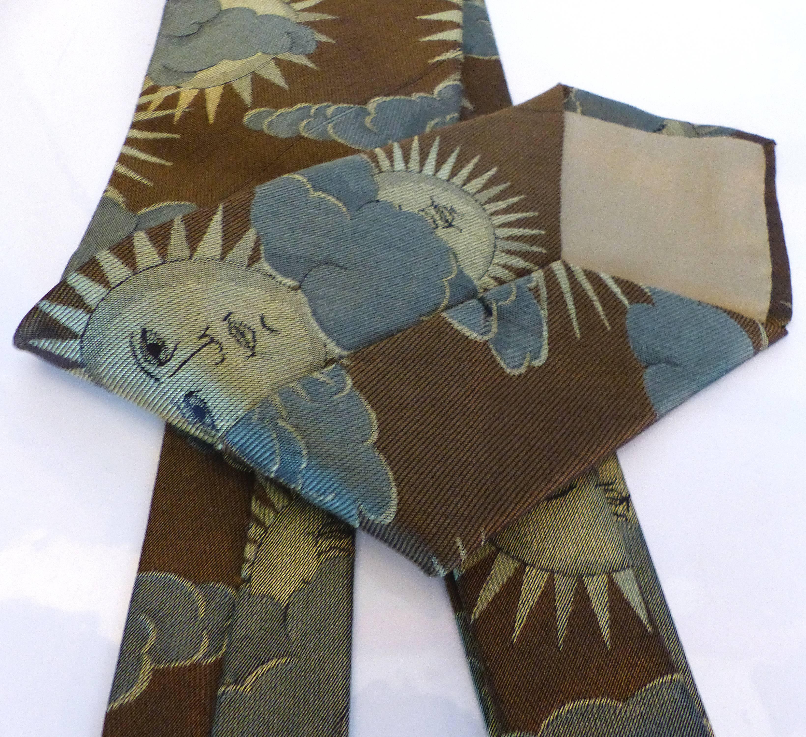 20th Century Mid-Century Fornasetti Silk Tie with Sun and Cloud Motif