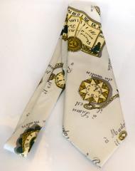 Mid-Century Fornasetti Silk Tie with a Timepiece Motif