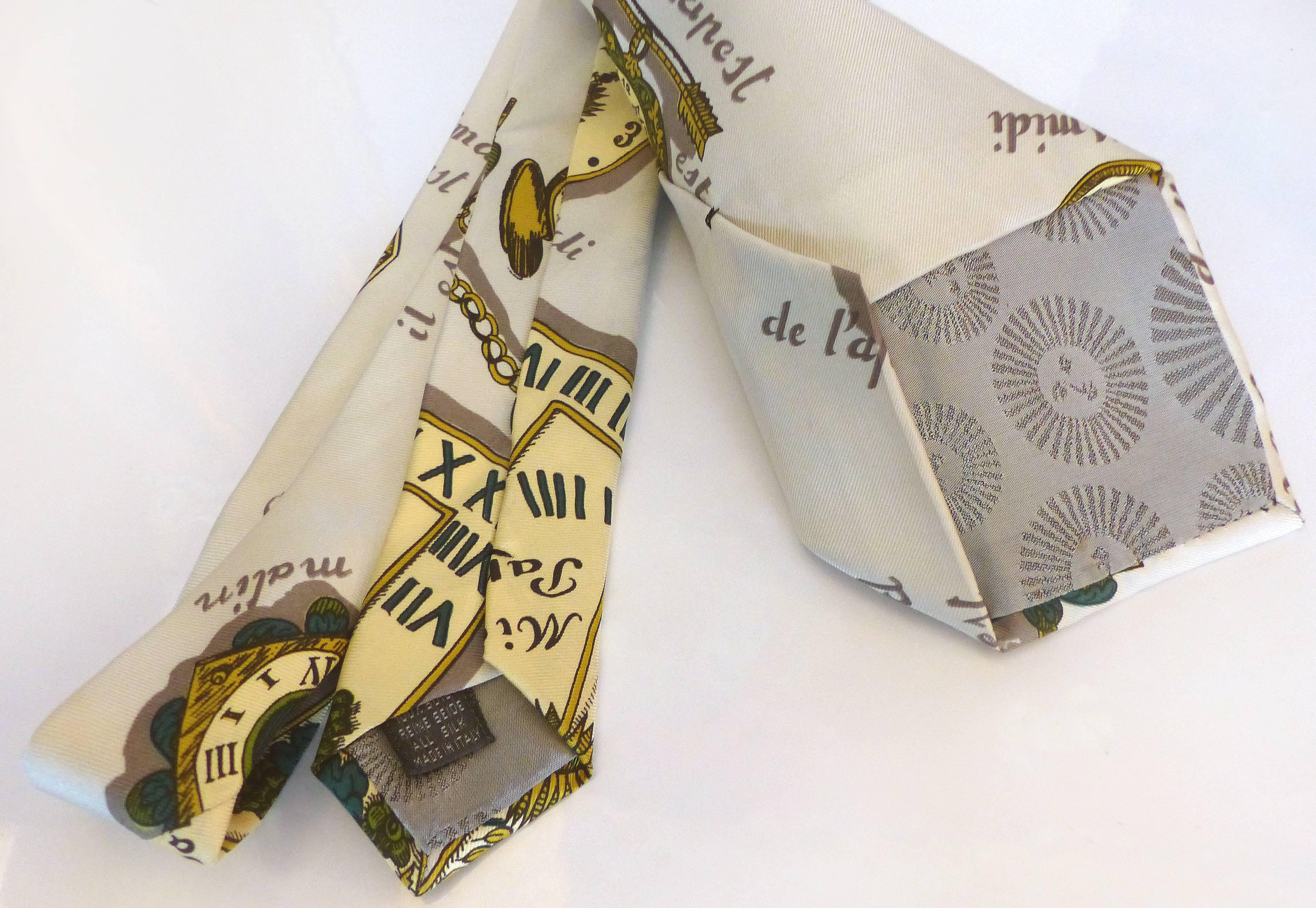 Mid-Century Modern Mid-Century Fornasetti Silk Tie with a Timepiece Motif