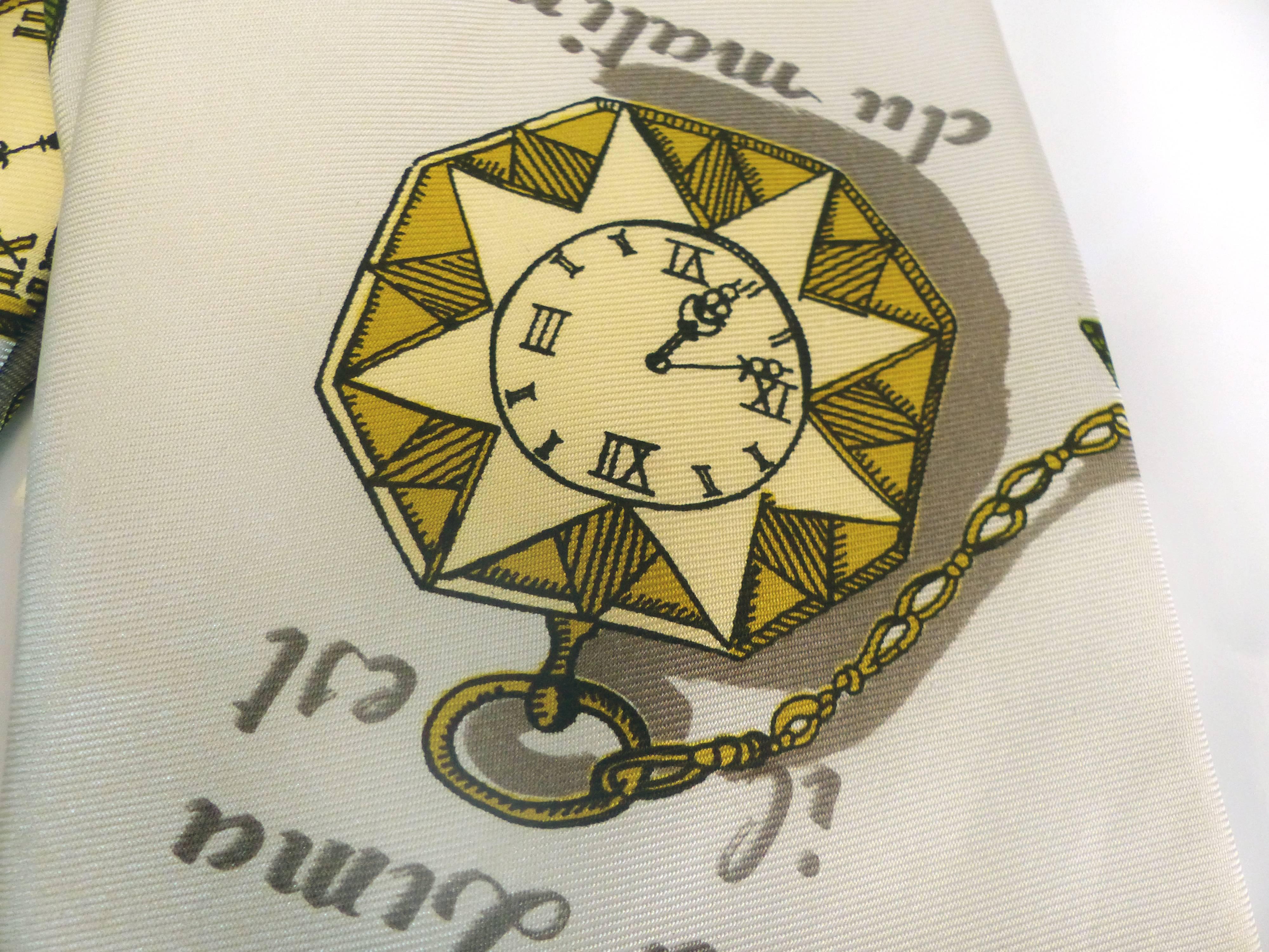 Italian Mid-Century Fornasetti Silk Tie with a Timepiece Motif