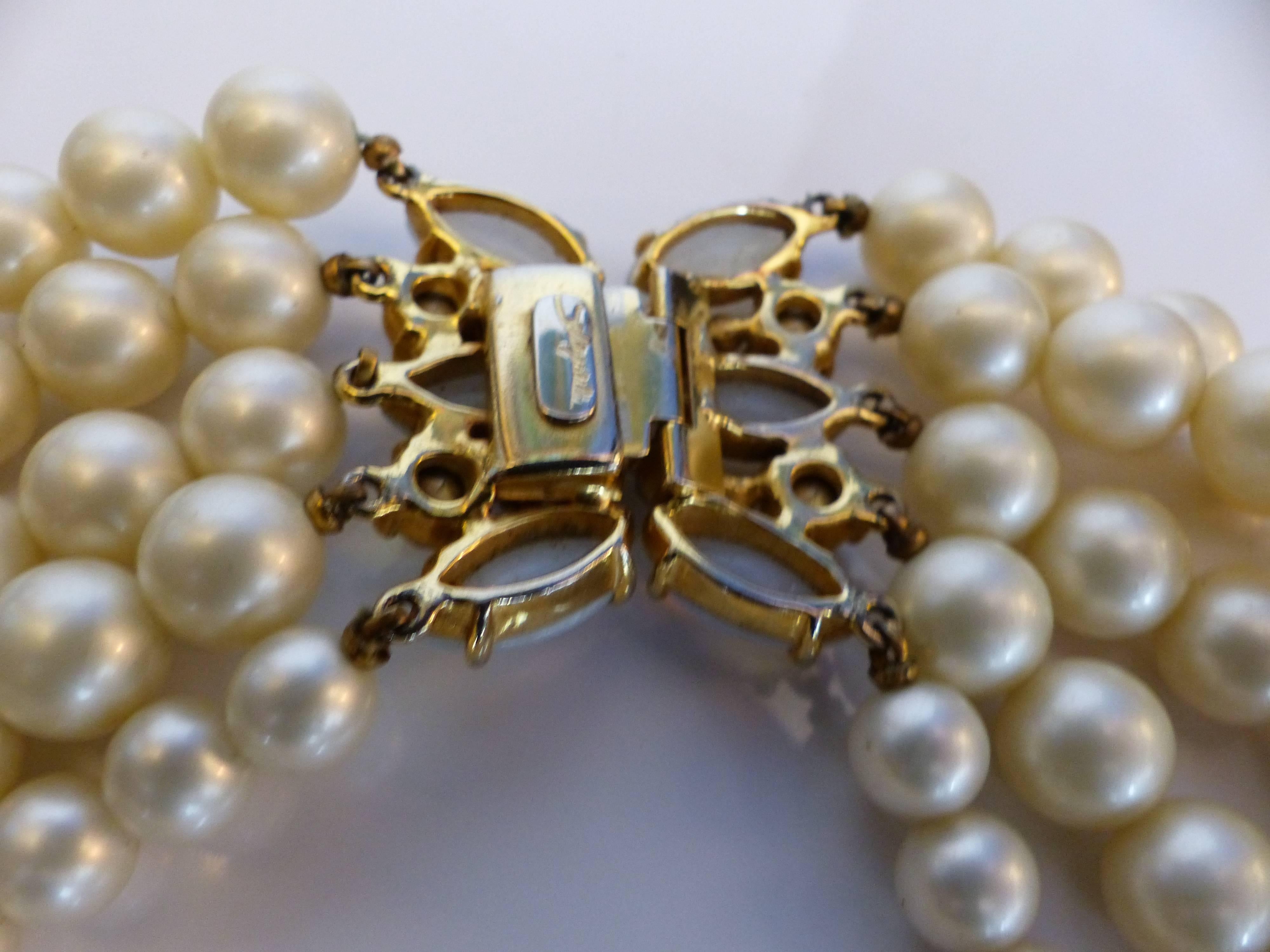 Elsa Schiaparelli Five Strand Faux Pearl Necklace In Excellent Condition In Miami, FL