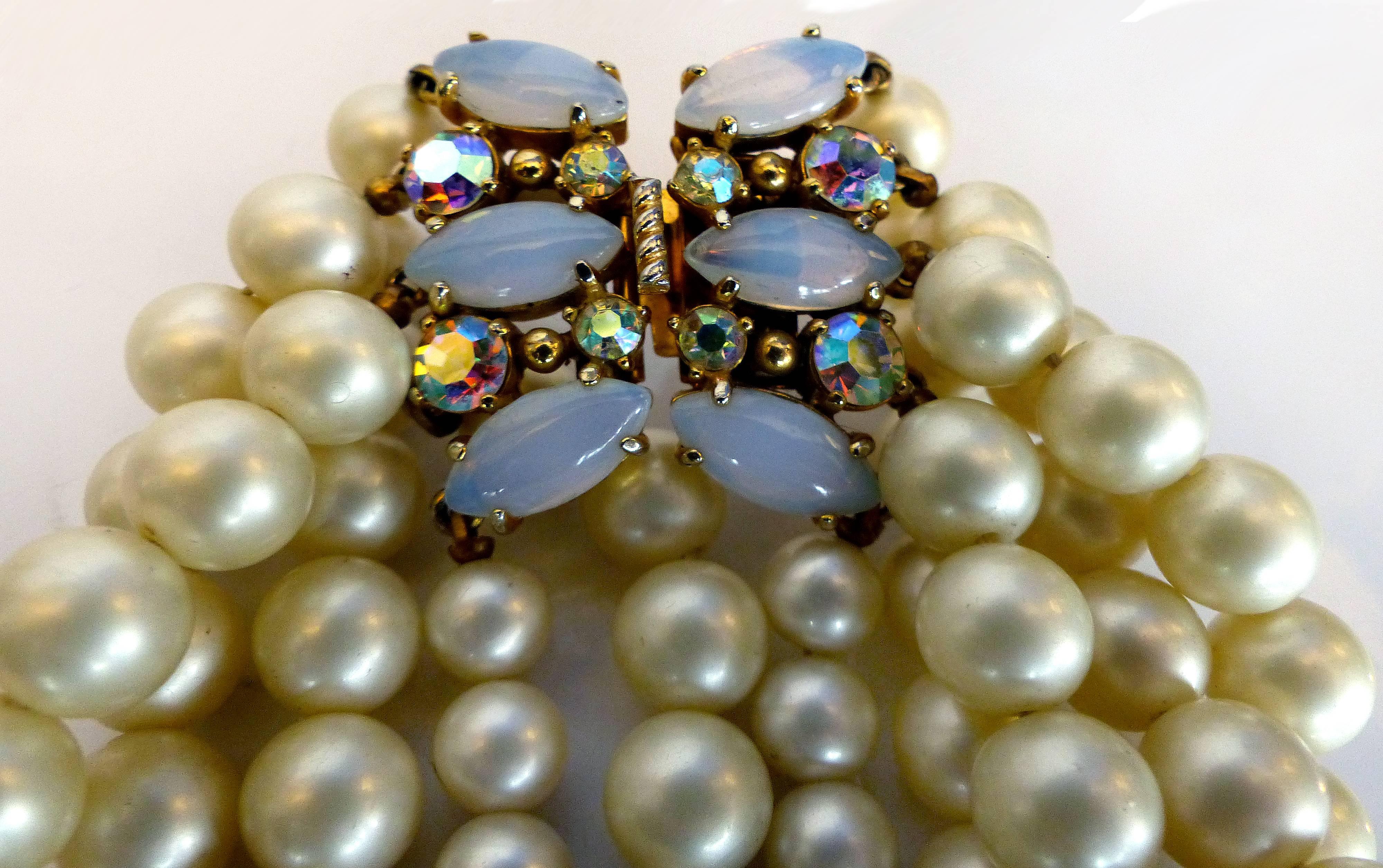 Beads Elsa Schiaparelli Five Strand Faux Pearl Necklace