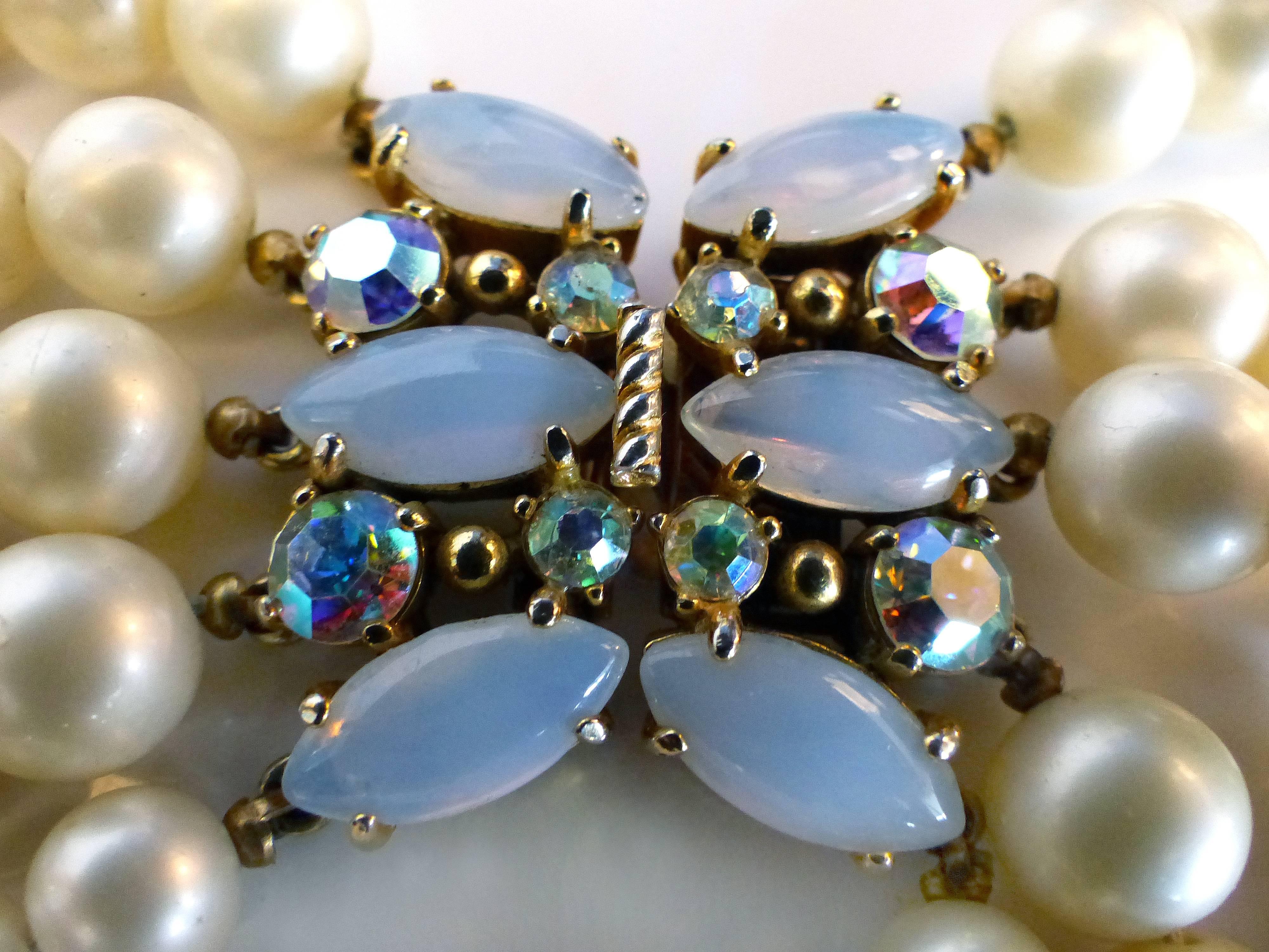 French Elsa Schiaparelli Five Strand Faux Pearl Necklace