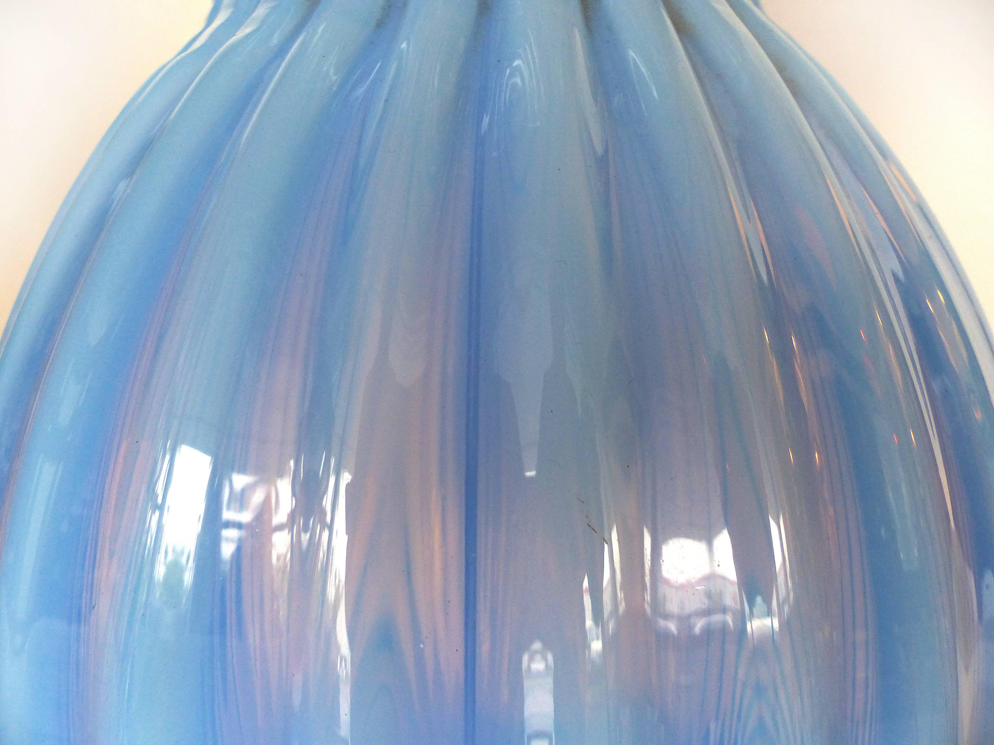 Mid-Century Modern Blue Murano Glass Table Lamp by Marbro In Good Condition In Miami, FL